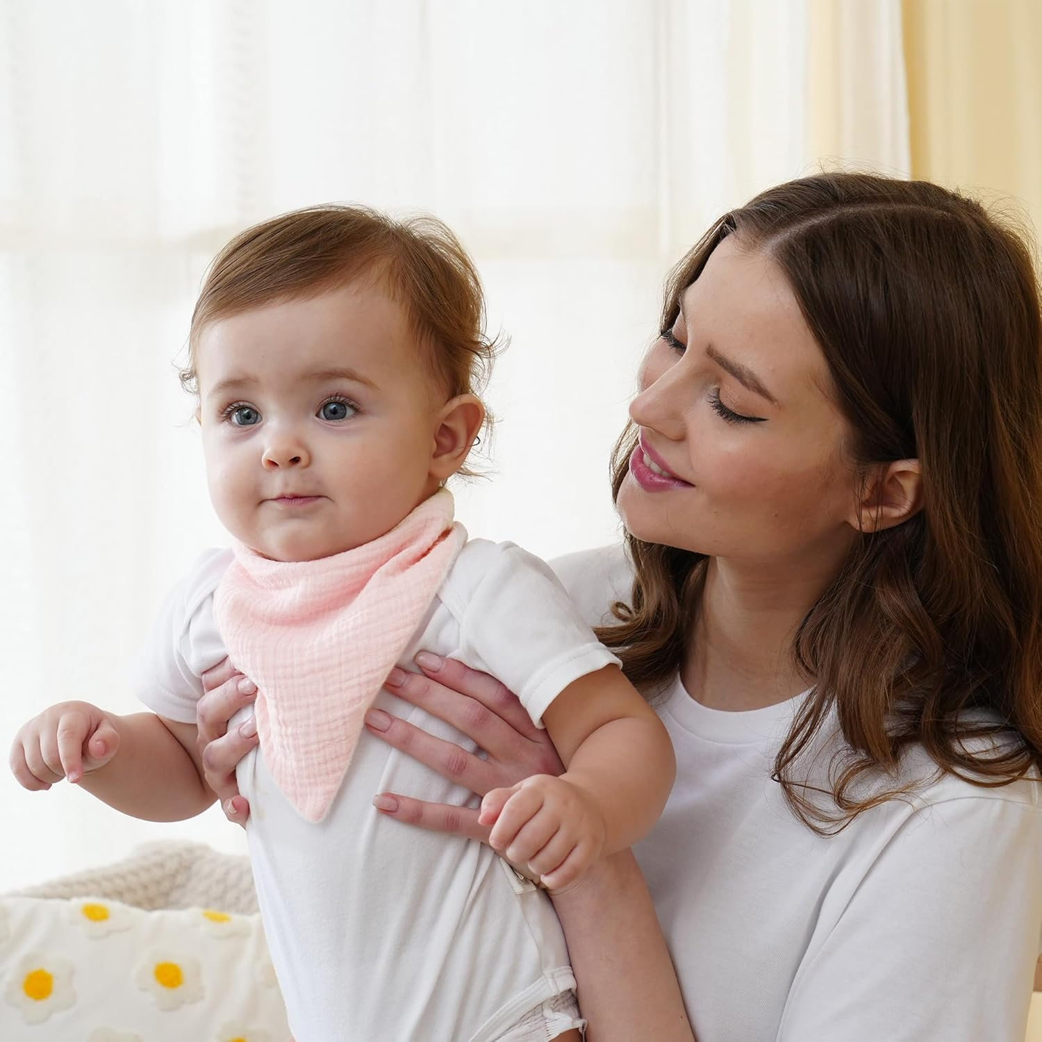 Muslin Baby Bibs 6-Pack Baby Drool Bandana Bibs for Baby Girls Boys Infant Newborn Toddler Drooling and Teething(Triangle Gradientpink) image number 1