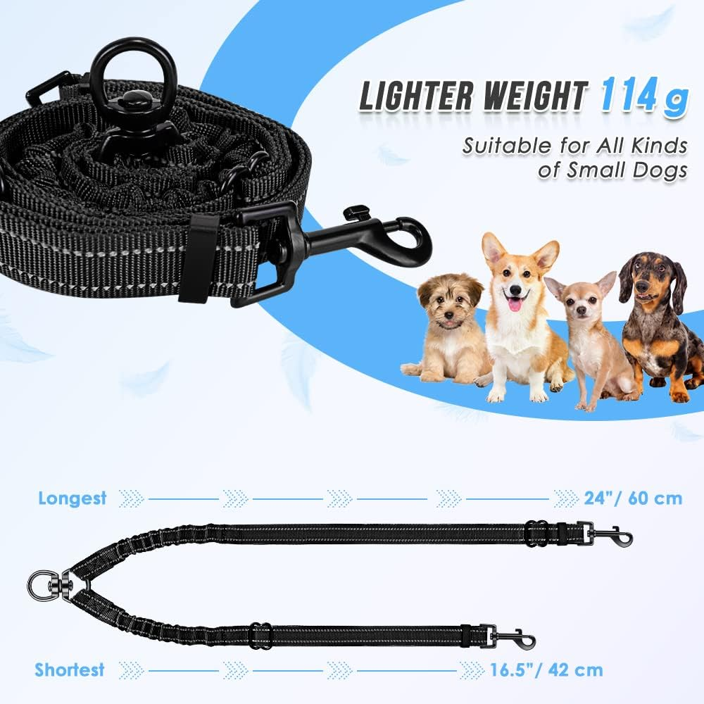 Slowton Double Dog Leash, No Tangle Double Leash for Dogs Walking Training 360&deg;Swivel Rotation Reflective Adjustable Length Dual Two Dog Lead Splitter image number 1