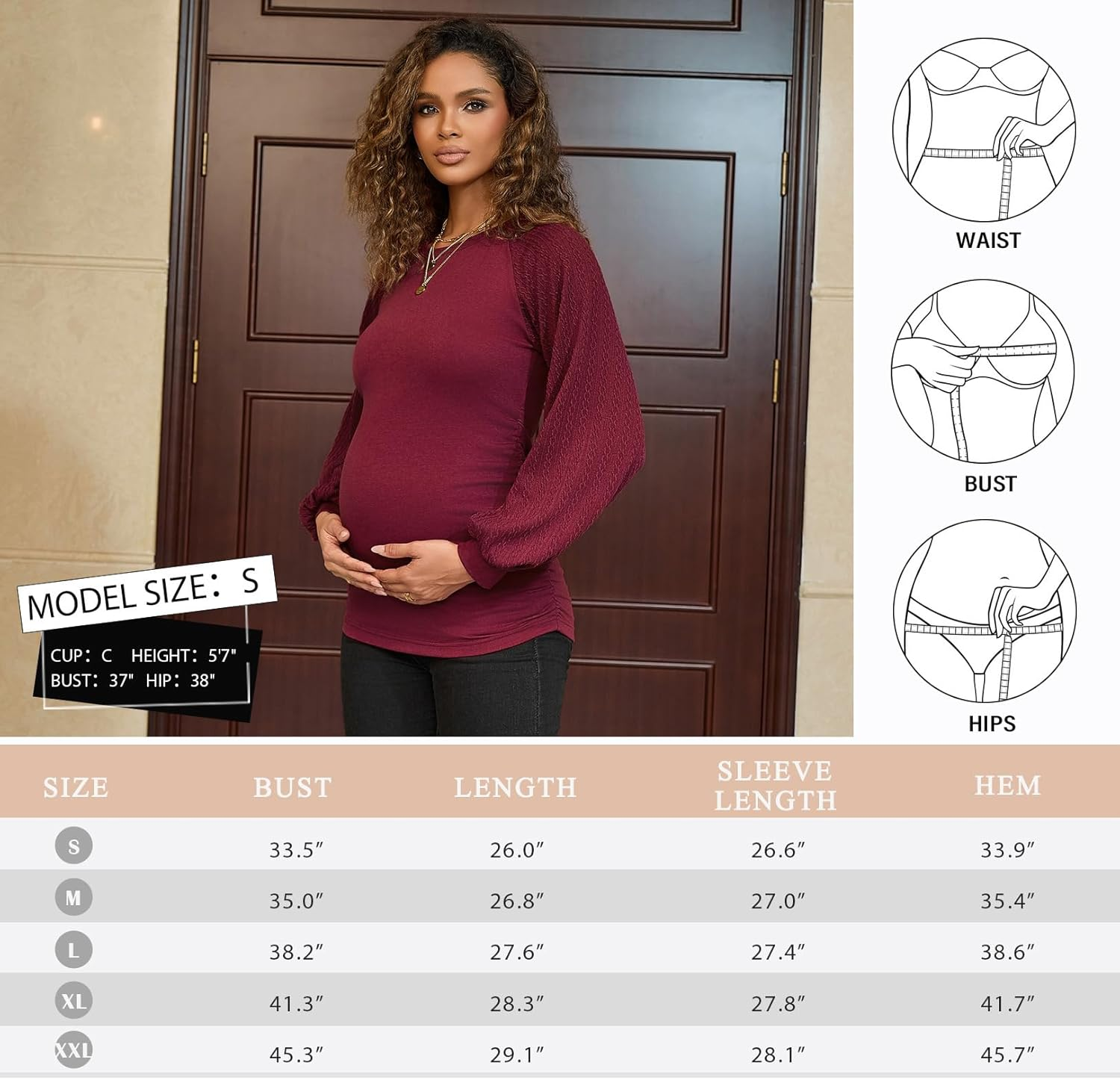 Bhome Maternity Sweatshirts Patchwork Cable Knit Long Sleeve Tops Crewneck Shirts Lightweight Sweaters image number 1