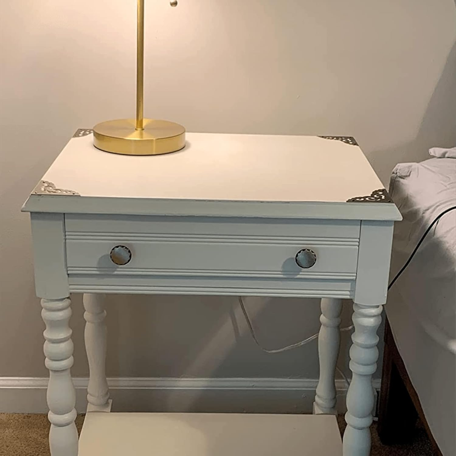 4Pcs 2.5" Brass Flat Corners Bracket for Box Cabinet Decorative Furniture Hardware, Antique Brass image number 3