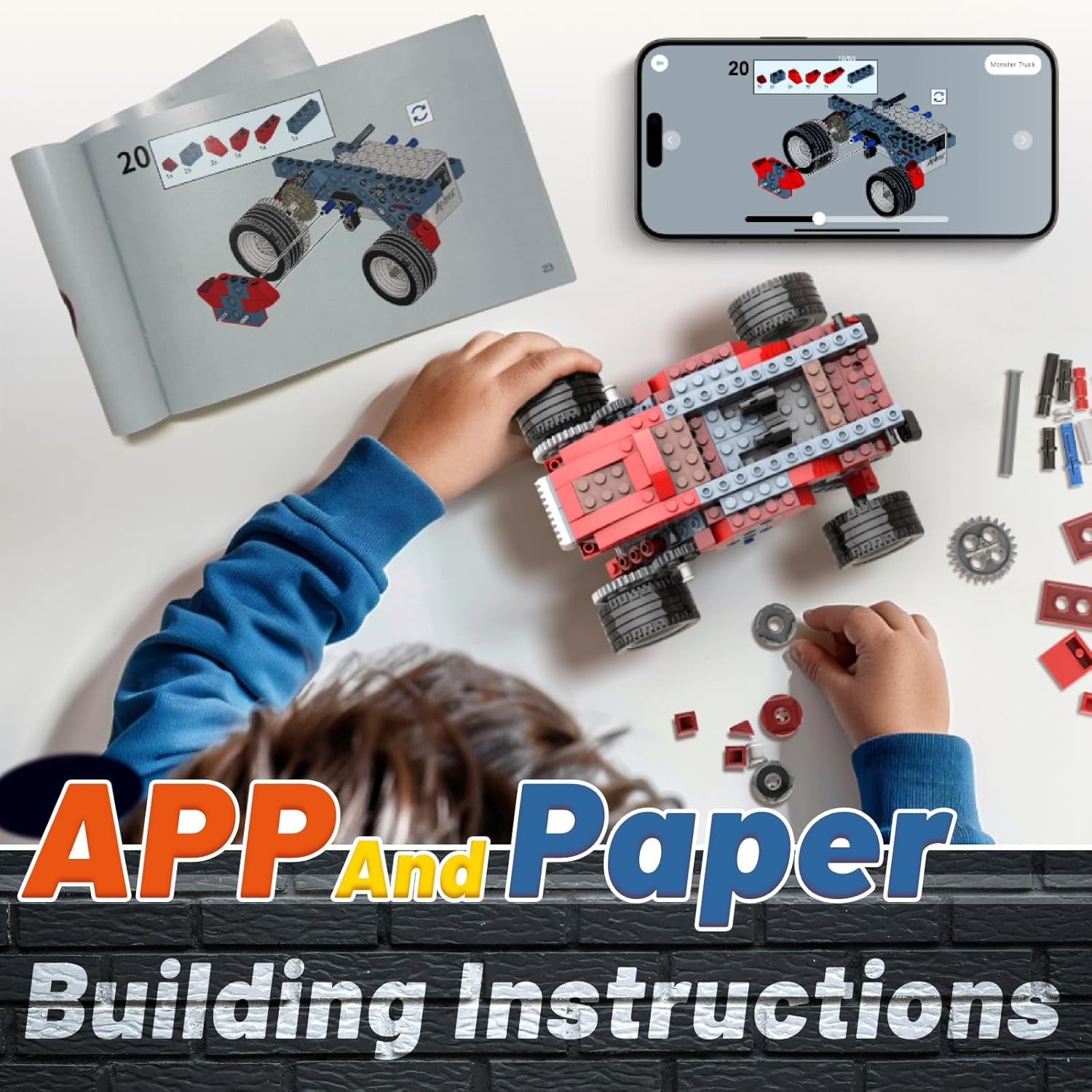 STEM Toys for Boys Age 6-12, 8-In-1 Electric Motor Monster Truck Car Building Kit, Educational Craft Building Toys, Christmas Birthday Gifts for Boys Girls 6 7 8 9 10 11 12 Year Old (240PCS) image number 5