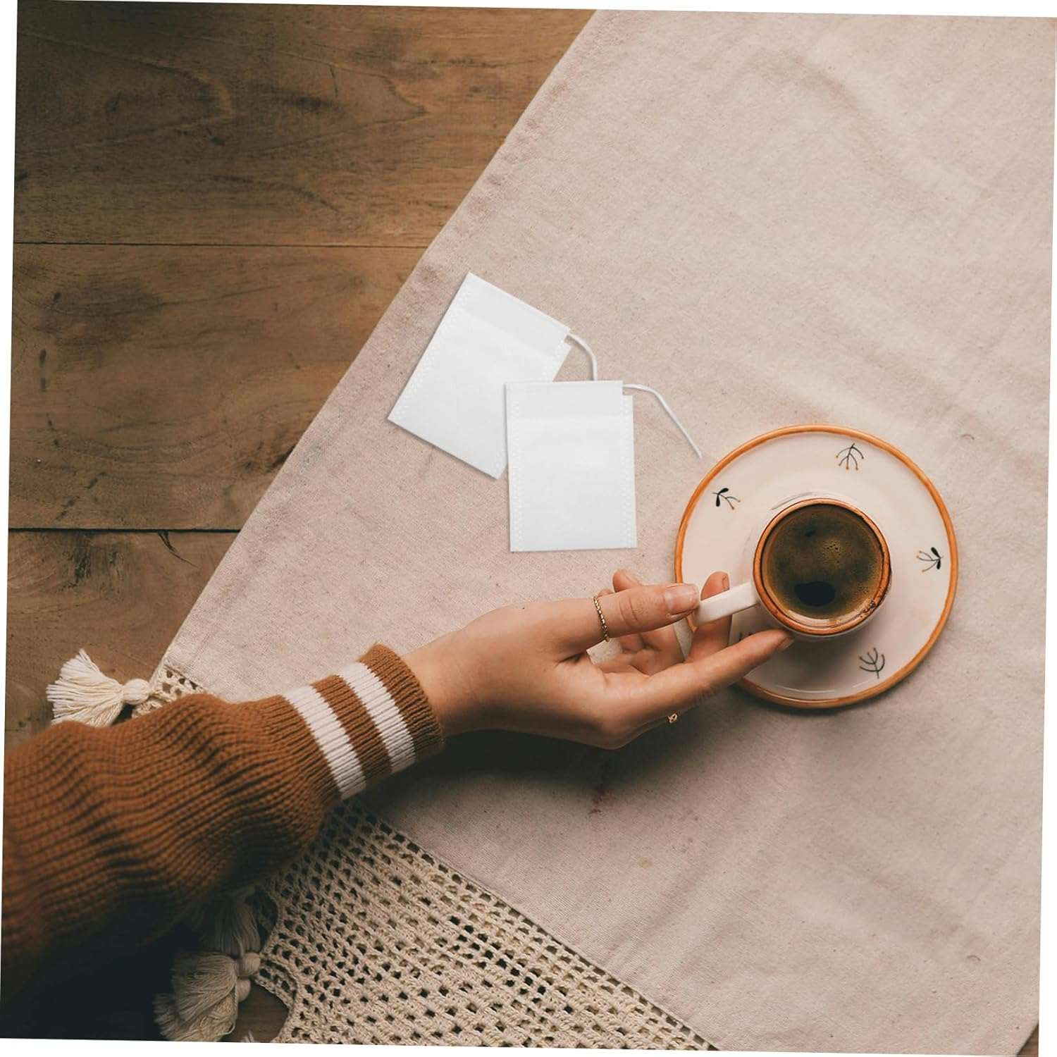 Happyyami 100Pcs Tea Bath Bags Lightweight Drawstring Closure Pouches for Loose Tea Versatile Use for and Travel Efficient Storage Clean Brewing image number 6