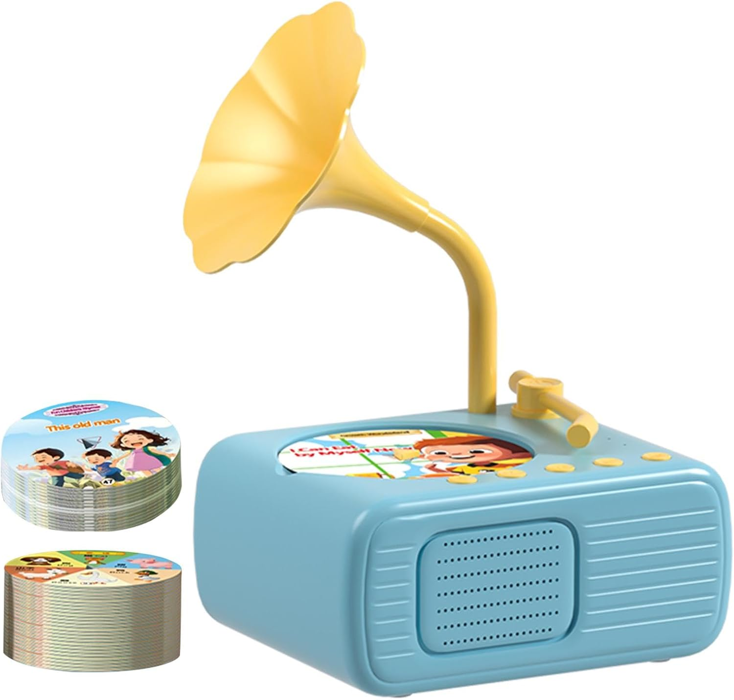 Kids Gramophone 96 Cards - Toddler Phonograph Record Player Toy,Children'S Phonograph Story Music Player for Kids Boys Girls image number 2