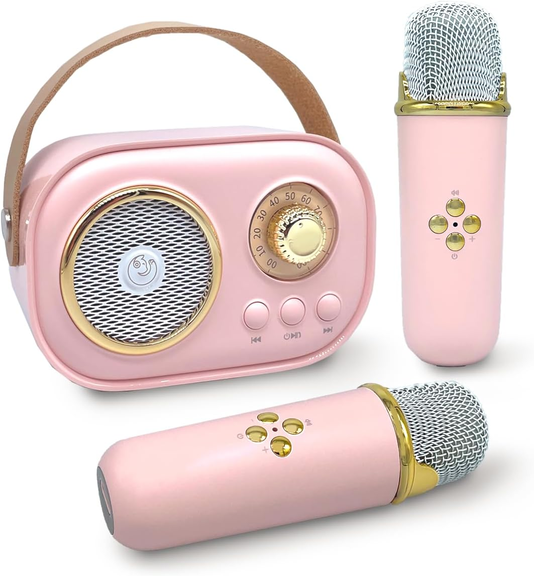 Portable Karaoke Machine for Kids and Adults, Bluetooth Speaker with 2 Wireless Microphones, Fun Gifts for Girls Aged 3-8+ Years, Perfect for Family Parties, Home, Travel, and Birthday image number 6