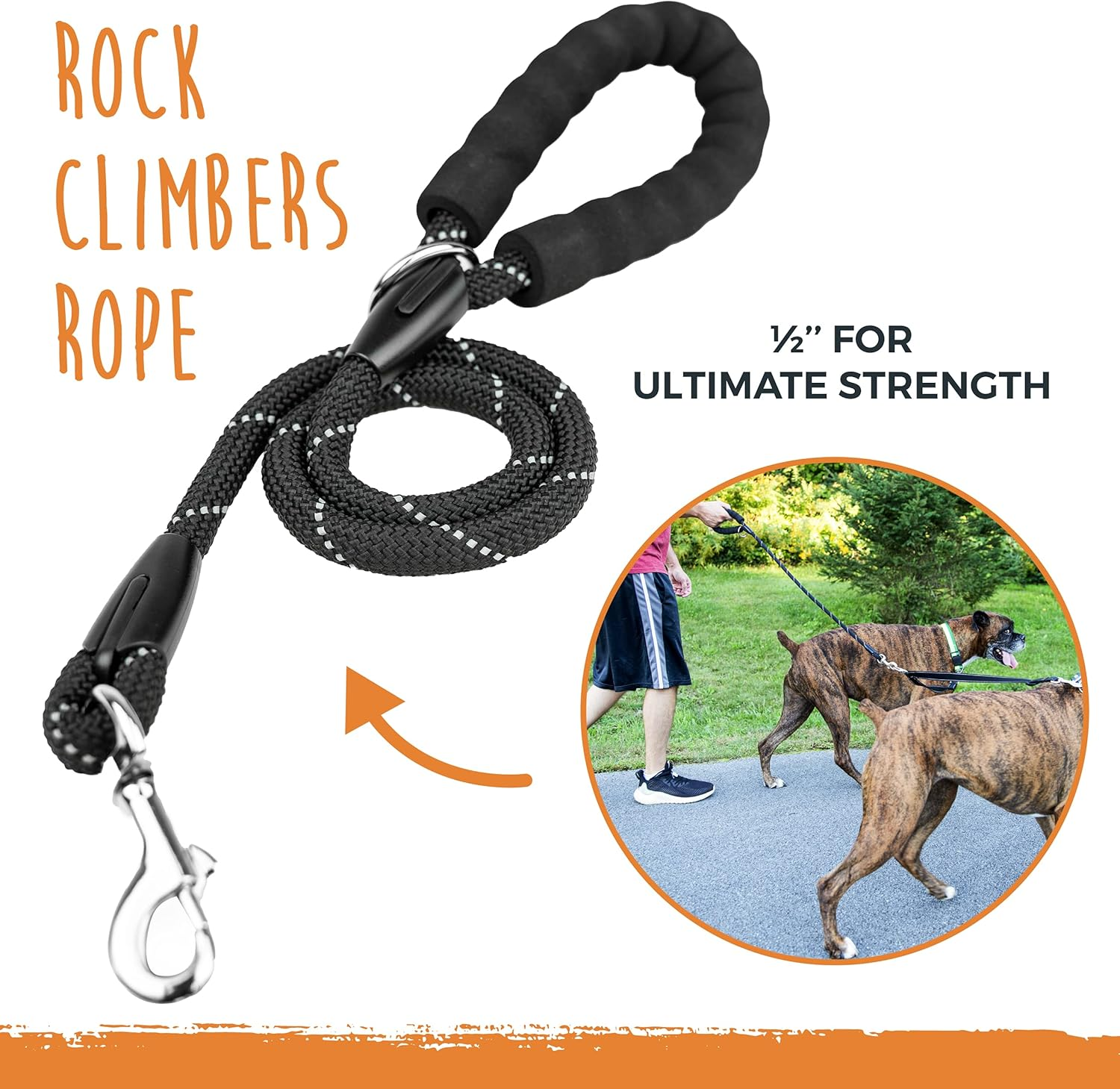 Mighty Paw Double Dog Leash | Dual Dog Leash, Two Dog Leash, Multiple Dog Leash for 2 Dogs, Double Leash for Dogs, Leash Splitter for Large and Small Dogs, 2 Dog Leash, Double Clip Dog Leash Coupler image number 5