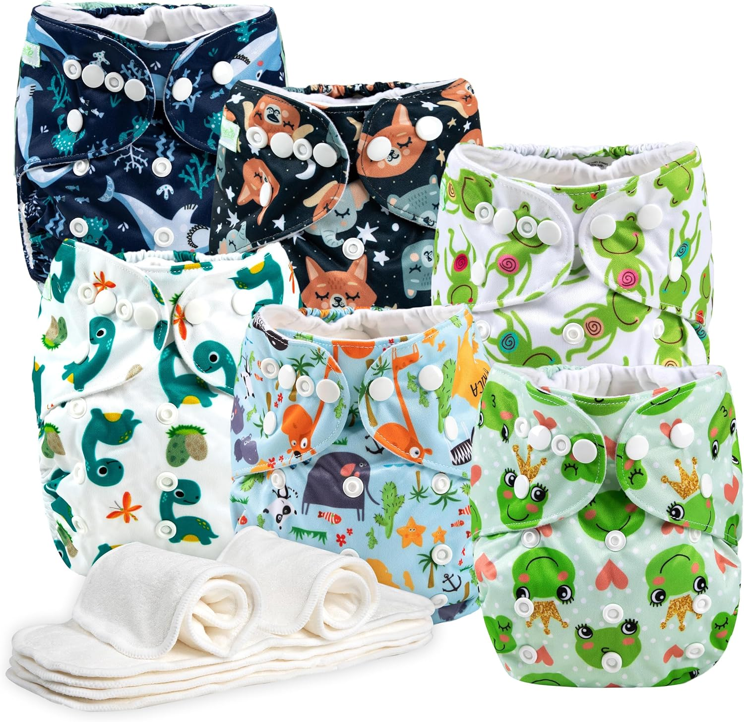 Wegreeco Washable Reusable Baby Cloth Pocket Diapers 6 Pack + 6 Inserts + 1 Wet Bag
