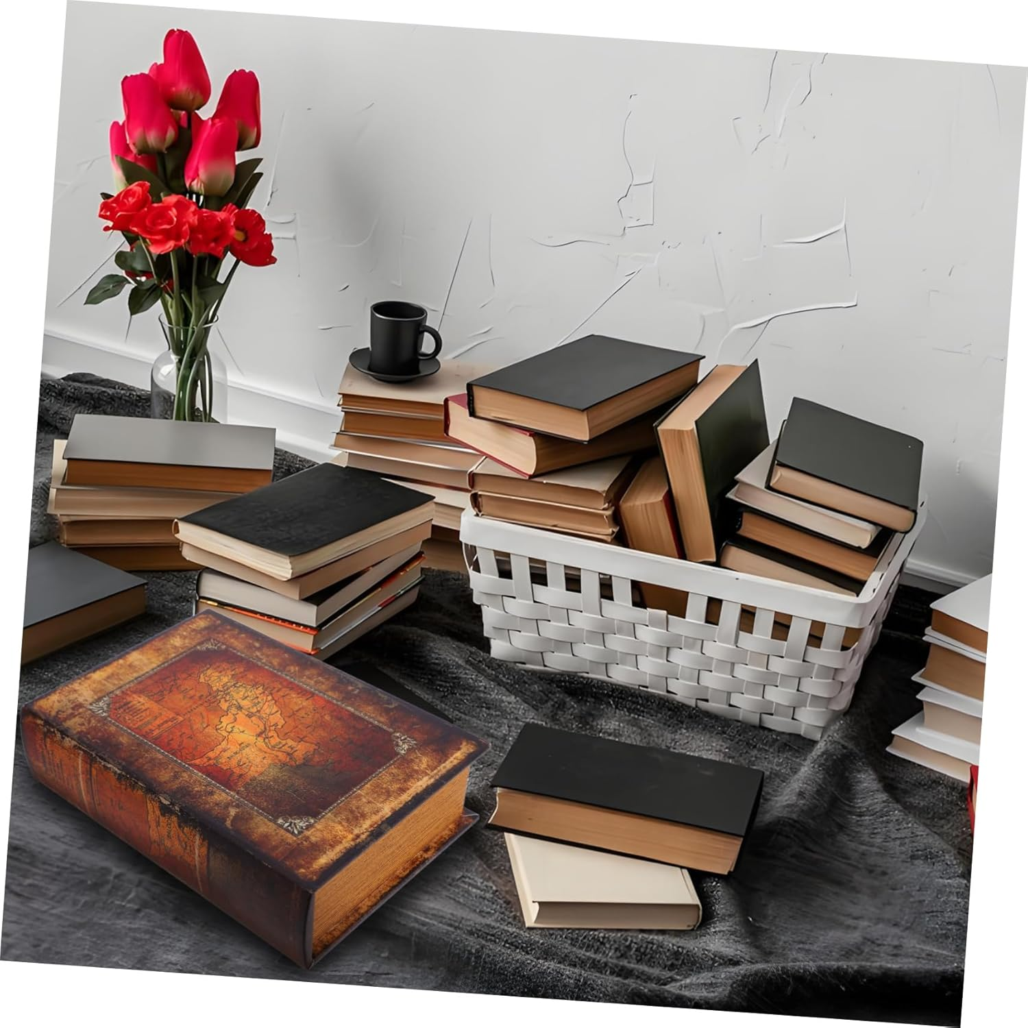 Vintage Book Shaped Storage Box Decorative Fake Book Key Box Large Nautical Map Design Decorative Bookshelf Prop Keepsake Organizer image number 4