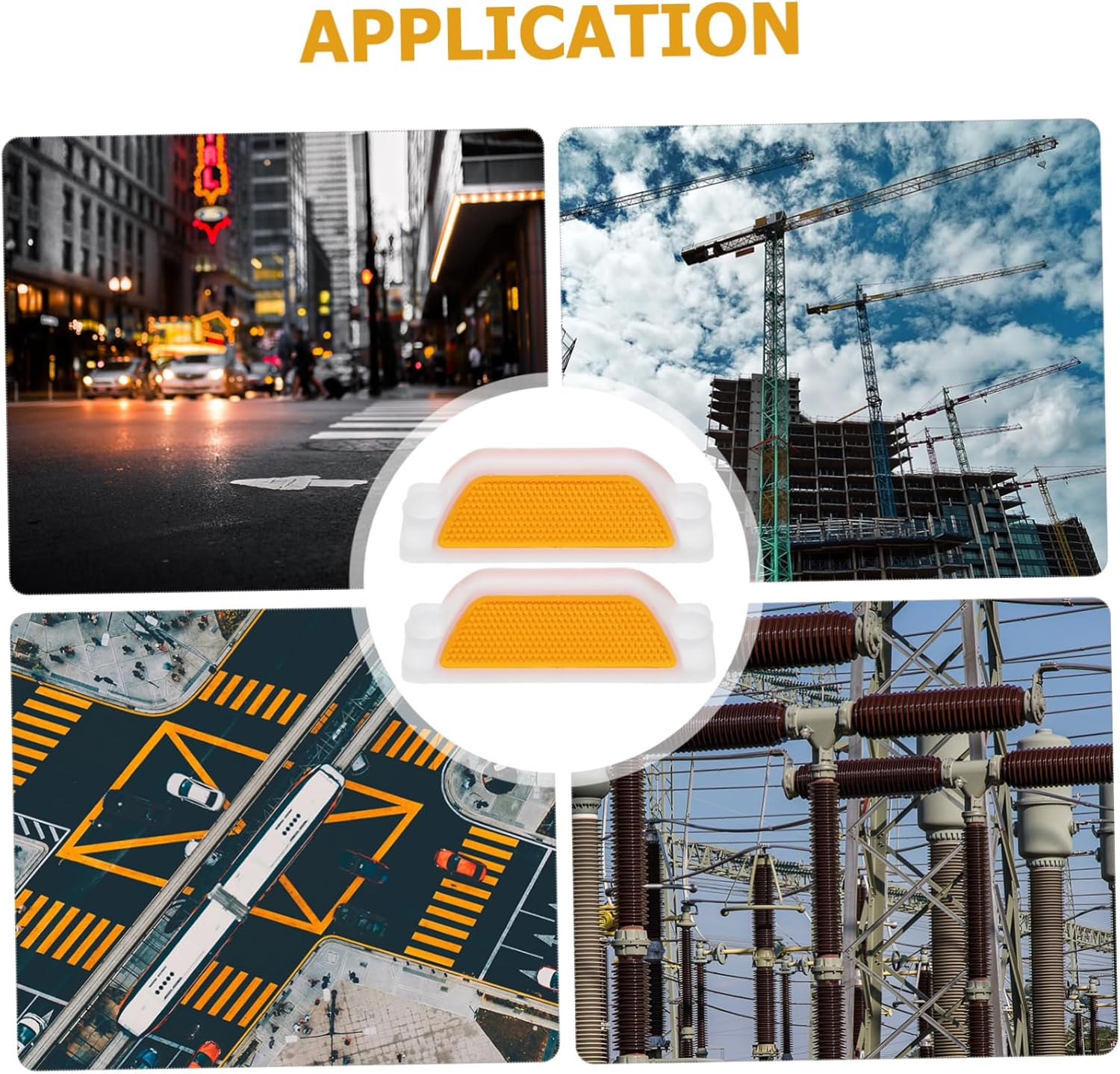 2Pcs Rectangular Reflective Driveway Markers 11.5X40Mm Dual Yellow Fence Reflectors for Road Safety Pavement Delineators Suitable for Parking Lots and Highways