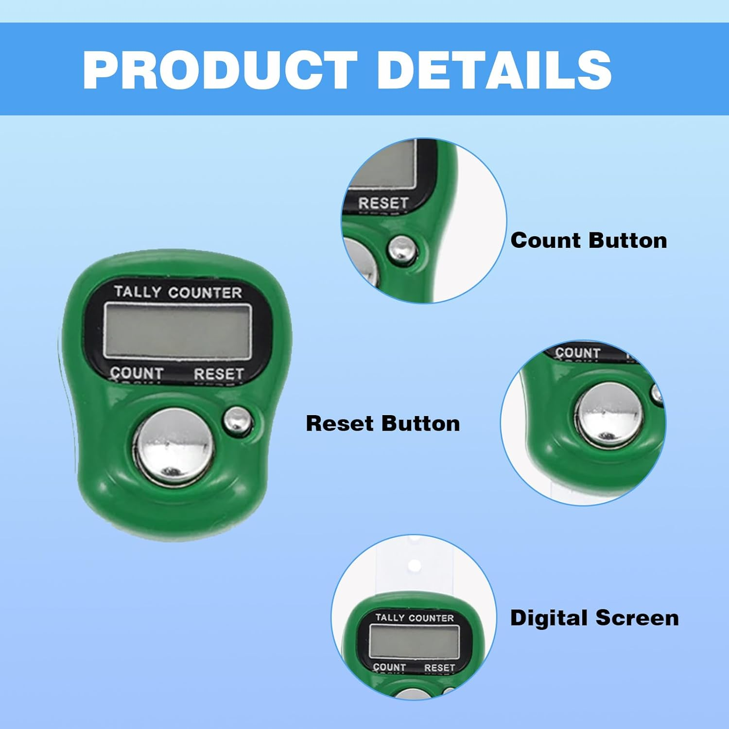 Clicker Counter, Counters, Electronic Finger Tally Counter, 8 Pcs Electronic Finger Tally Counter Mini LCD Digital Display Handheld Pitch Clicker, Mini LCD Digital Display Tally Counter image number 5