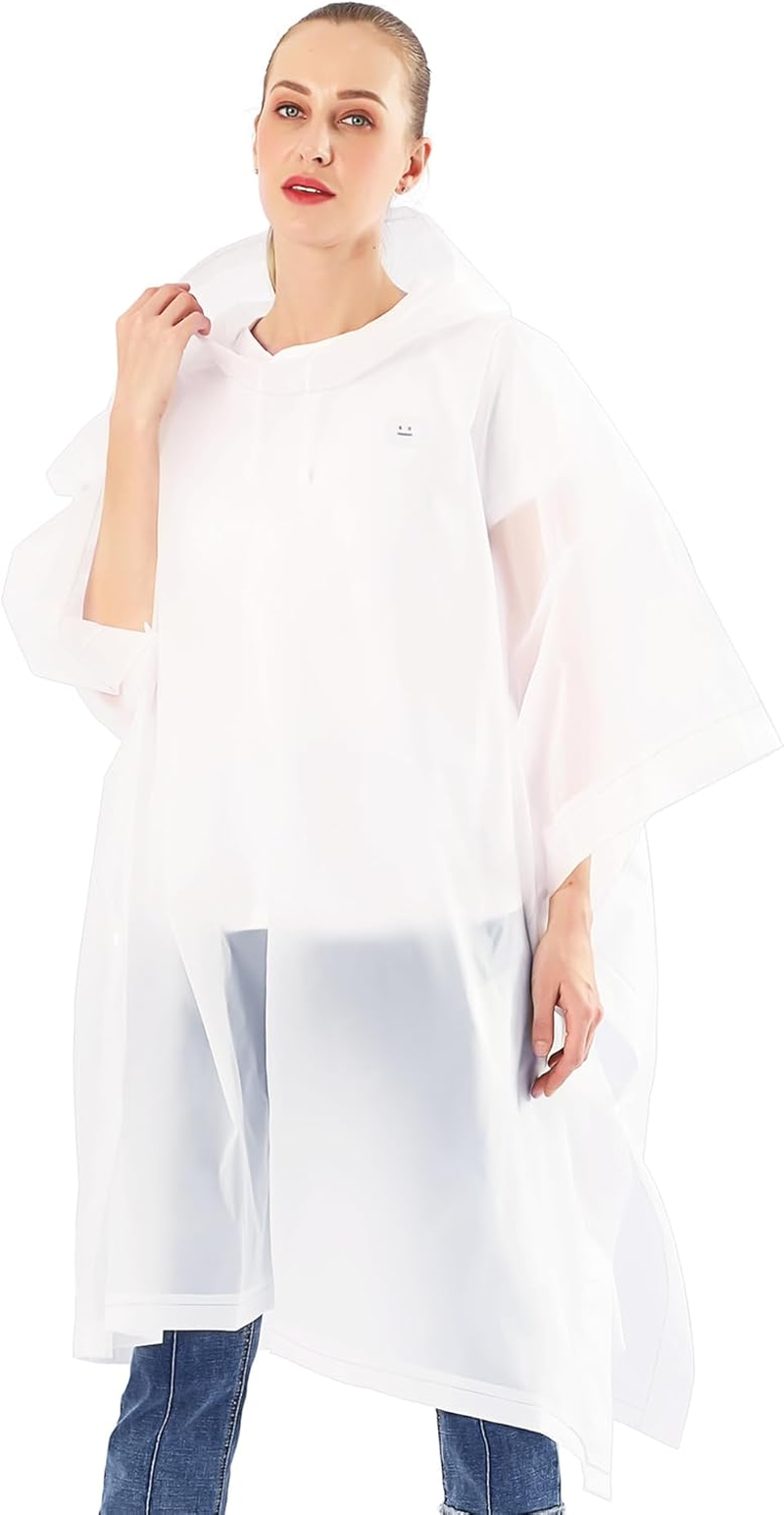 Rain Ponchos 2 Packs for Adults with Drawstring Hood - for Hiking, Backpacking, Camping or Traveling ( - Black image number 6