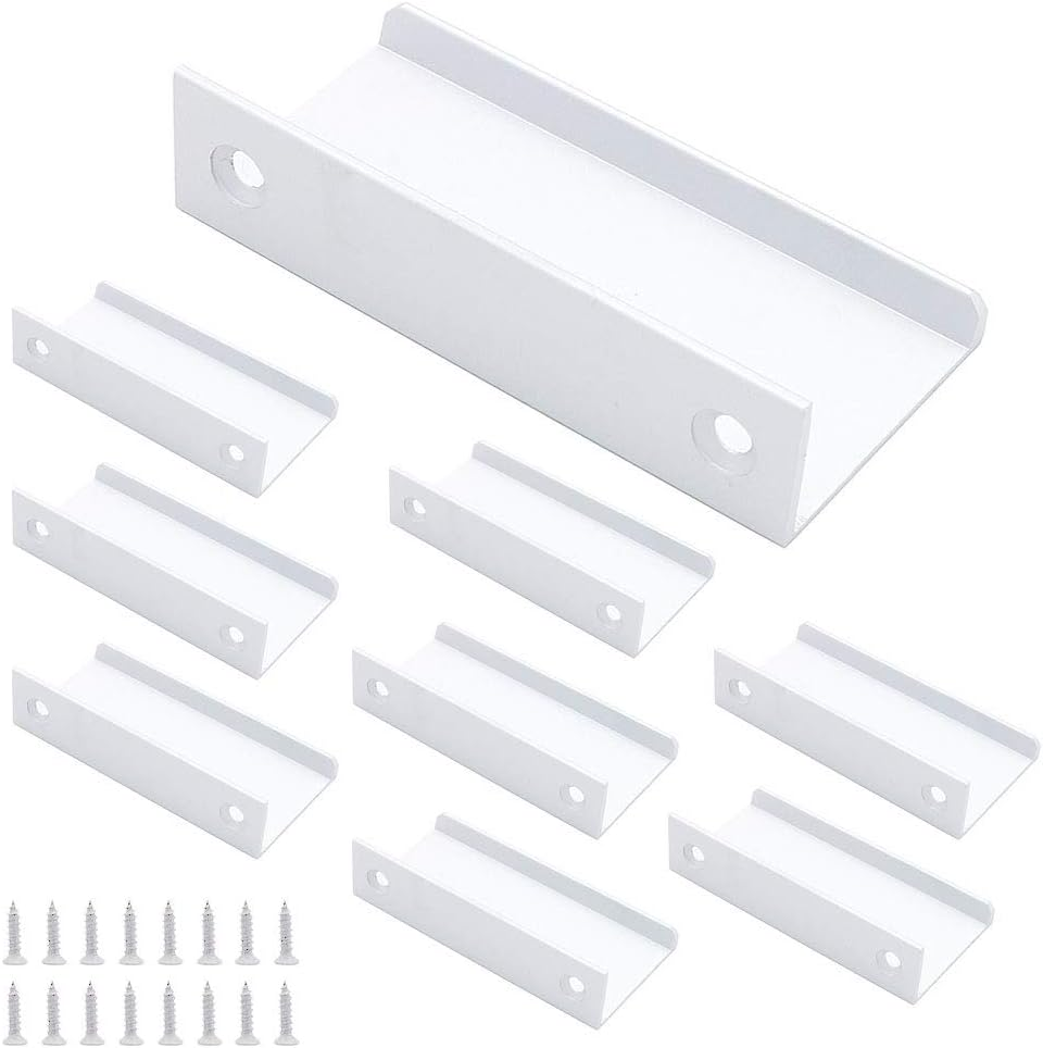 Set of 8 NUZAMAS Kitchen Lip Pull Handles, Aluminum Alloy, Silver Color, Door Handles, Concealed Finger Pull Handle for Home Kitchen Door Drawer Cabinet, 8Cm image number 2