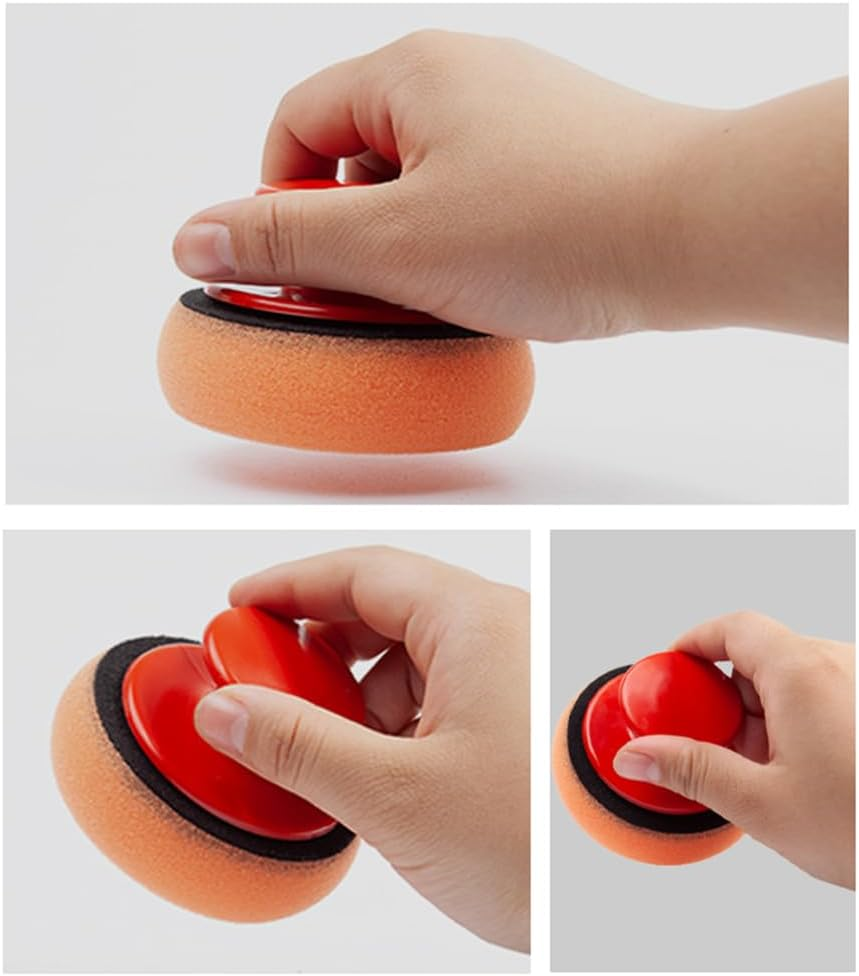 3Pcs Polishing Tool Buffing Sponge Pads Waxing Pad with Handle Microfiber Wax Applicator Foam Applicator Pad Wax Applicator Pads for Cars Car Sponge Pads Manual Backplane image number 1