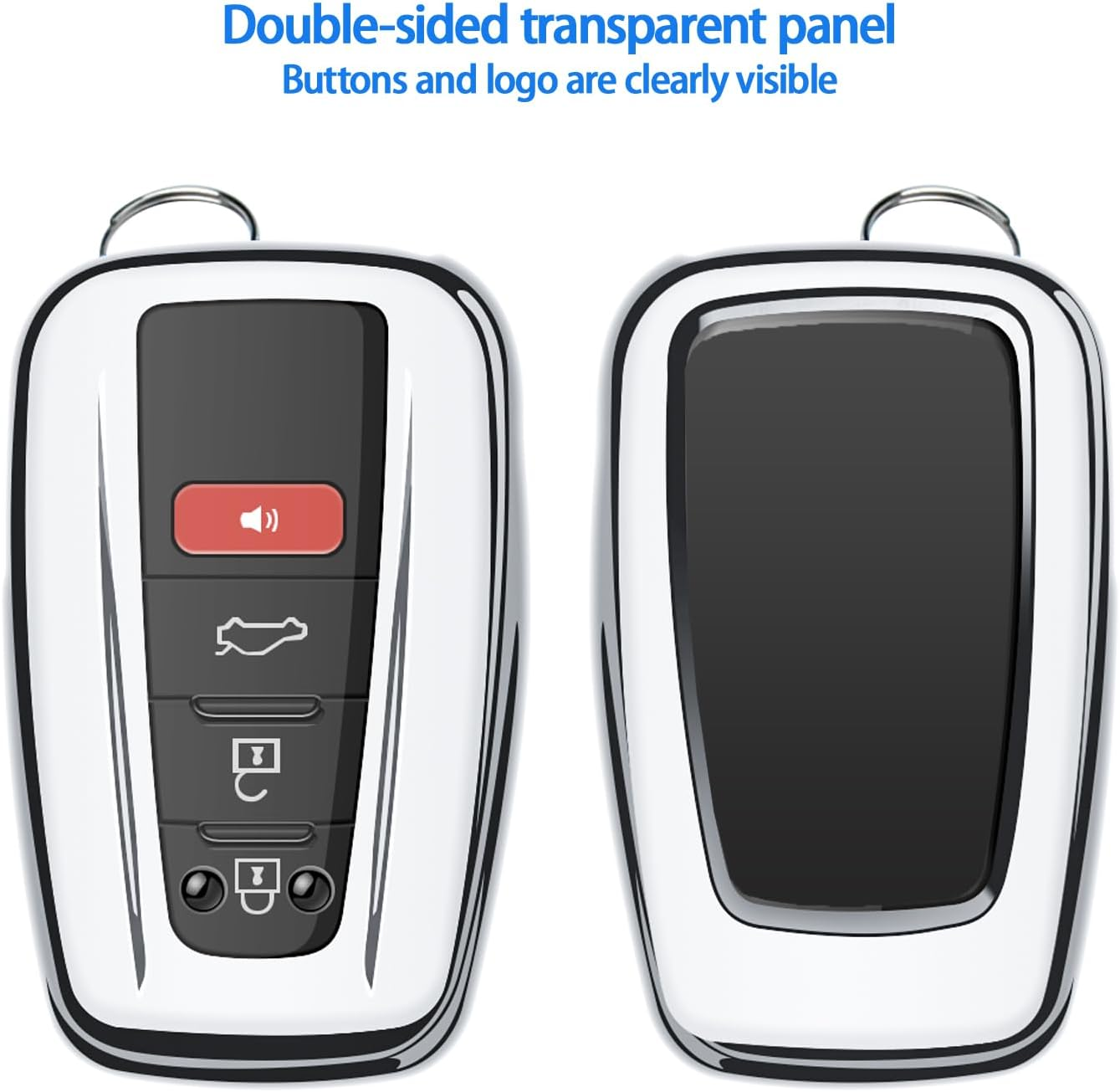 Tukellen for Toyota Key Fob Cover Special Soft TPU Key Shell Case Protector Compatible with 2018-2024 Camry Avalon C-HR Prius Corolla GT86 Highlander RAV4 4Runner Prado - Silver