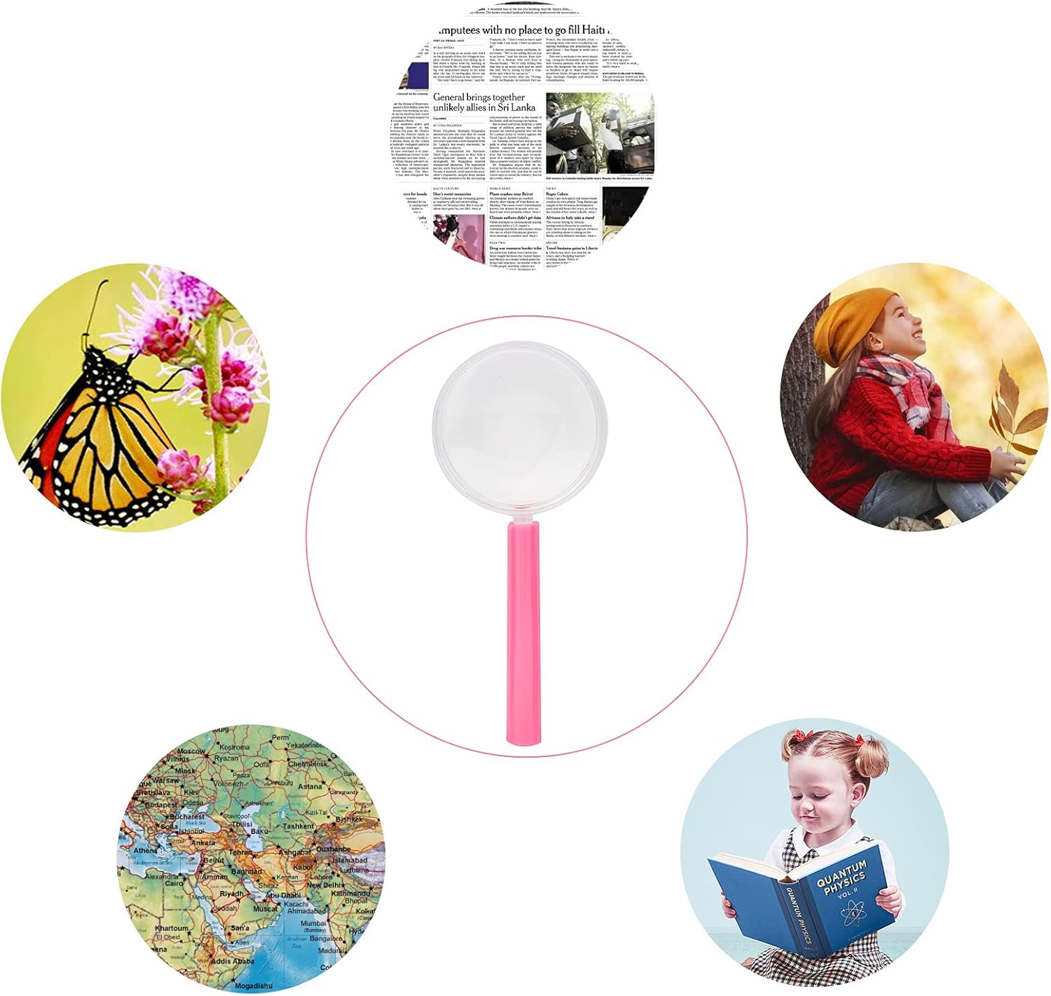 Magnifying Glass Kids 30 Pieces Plastic Magnifier Colorful Mini Hand Lens for Science Class, Outdoor Observation, Fun Toys, Detective Party Favors (6 Colors) image number 1