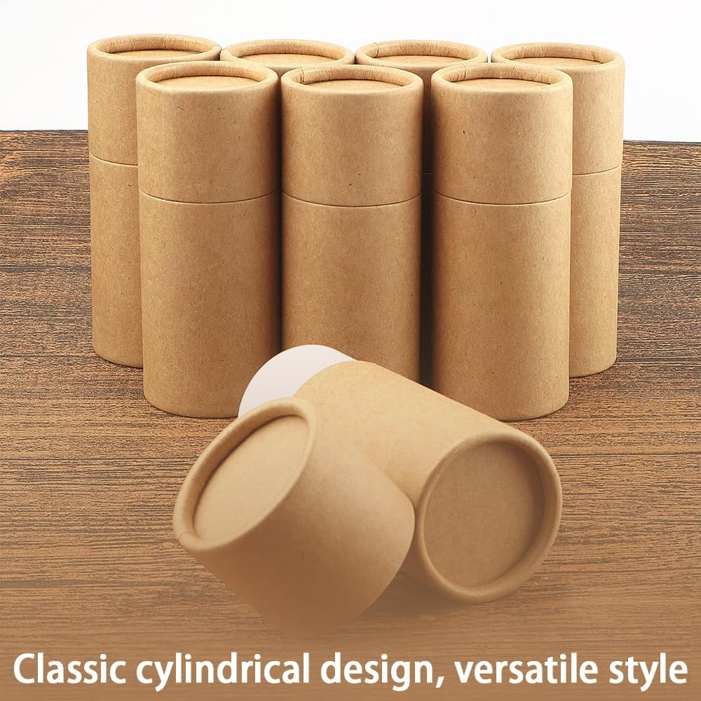20PCS Kraft Paperboard Tubes with Lid, 0.35Oz/10Ml Empty Cardboard Deodorant Containers, round Paper Cardboard Boxes for Essential Oil Bottle Packaging image number 1