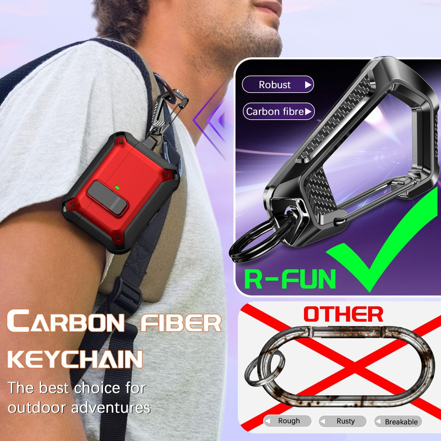 R-Fun for Airpods Pro 3 Case (2025) Cover with Cleaning Kit, Military-Grade Heavy-Duty Drop-Resistant with Auto Pop-Up Lid for Airpods Pro 3Rd Generation 2025 USB-C Charging Case, Red image number 5