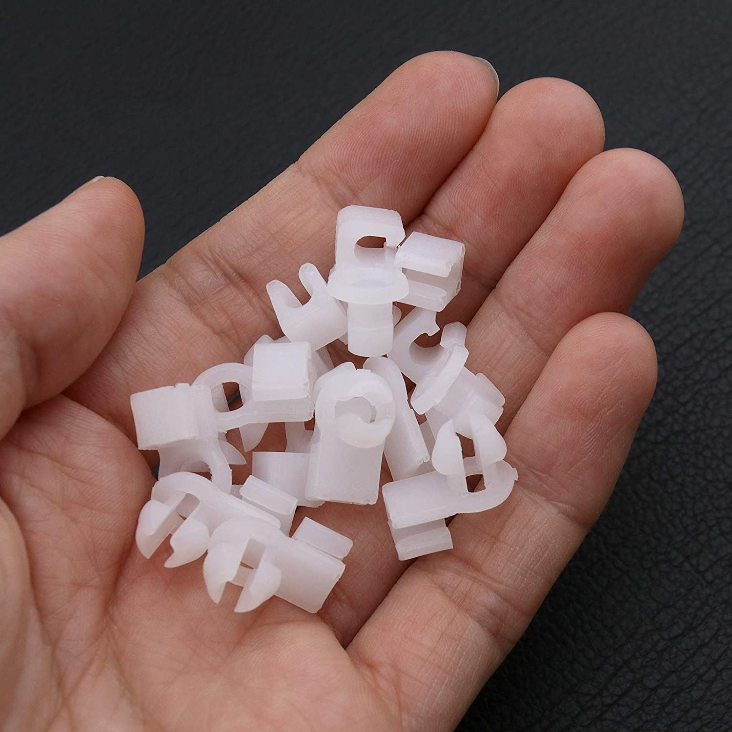 Emsea 12Pcs Door Lock Rod Clip Retainer White Plastic Moulding Fasteners Fits 5-7Mm Hole Universal Car Parts