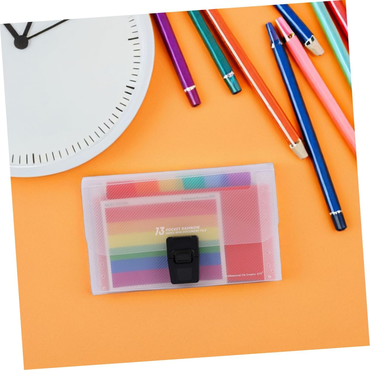 CLISPEED 3Pcs Accordion File Storage Bag Expanding Folder Plastic Document Holder for Receipts Office Stationery image number 5