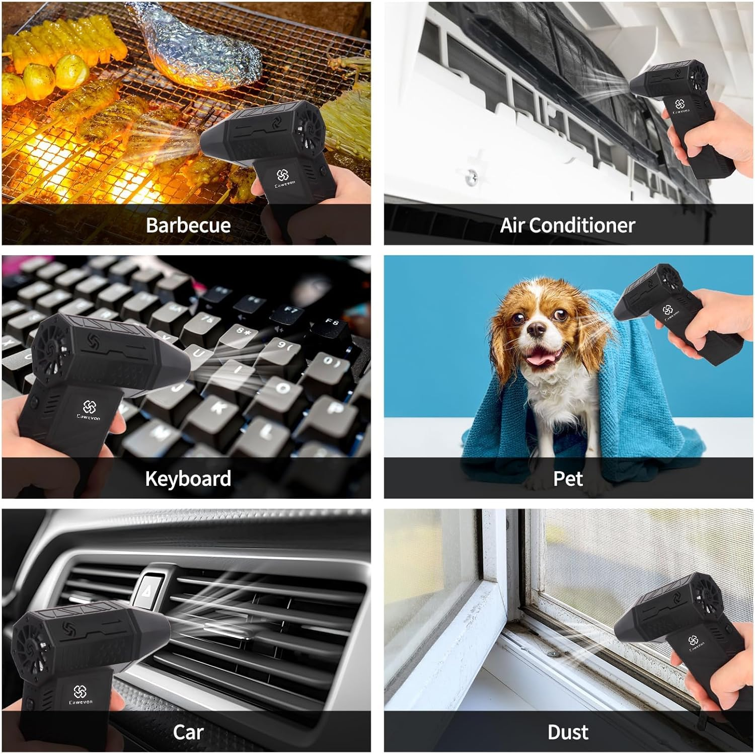 Electric Air Duster, Compressed Air Cleaner for PC. 130000RPM Air Blower, 3-Speed Cordless Rechargeable Air Blaster Jet Fan for Laptop, Keyboard, Cars, Replaces Compressed Air Can