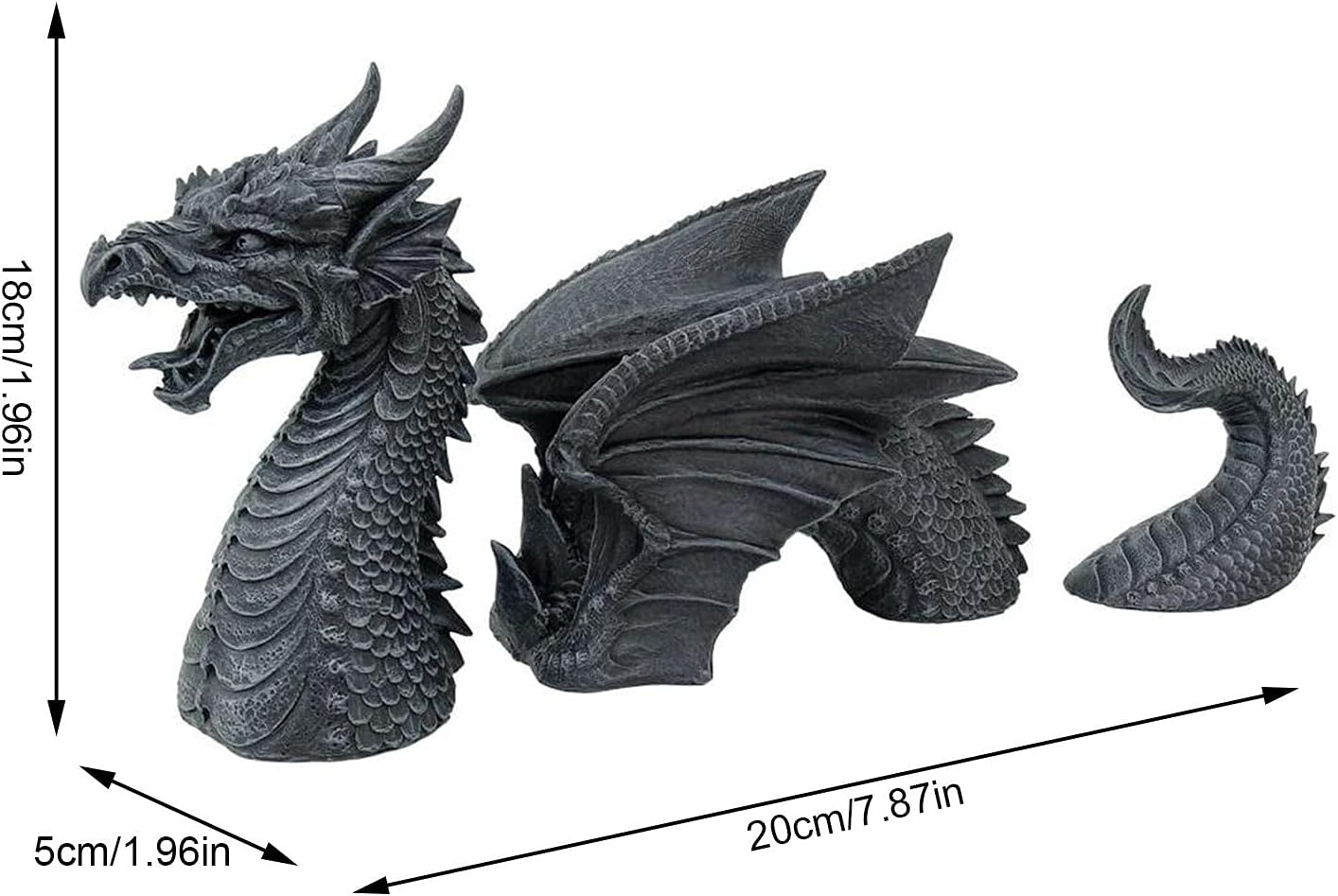 Garden Dragon Resin Gardening Statue, Dragon Garden Display Decorative Accent Sculpture, Decorative Sculpture for Patio, Front Garden, Lawn