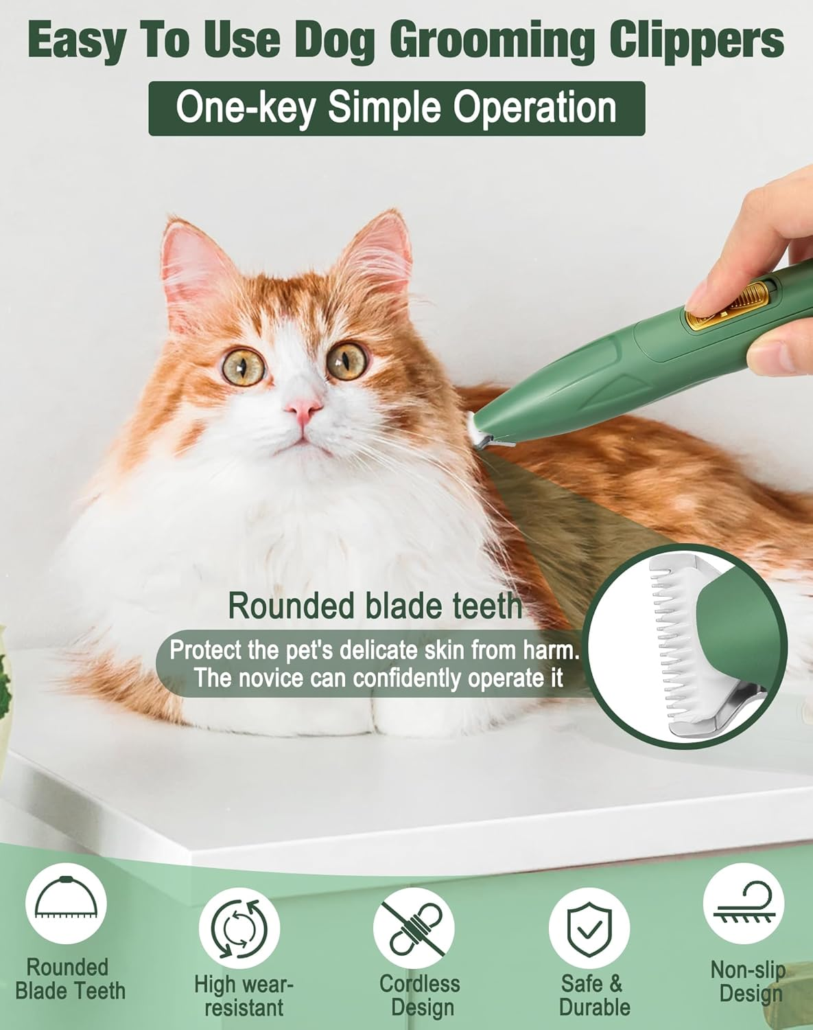 LEYOUFU Dog Paw Trimmer for Grooming, Cordless Small Pet Hair Grooming Clippers Low Noise Dog Clipper Shaver for Grooming Cat'S Dog'S Hair around Paws, Eyes, Ears, Face, Rump (Green) image number 5