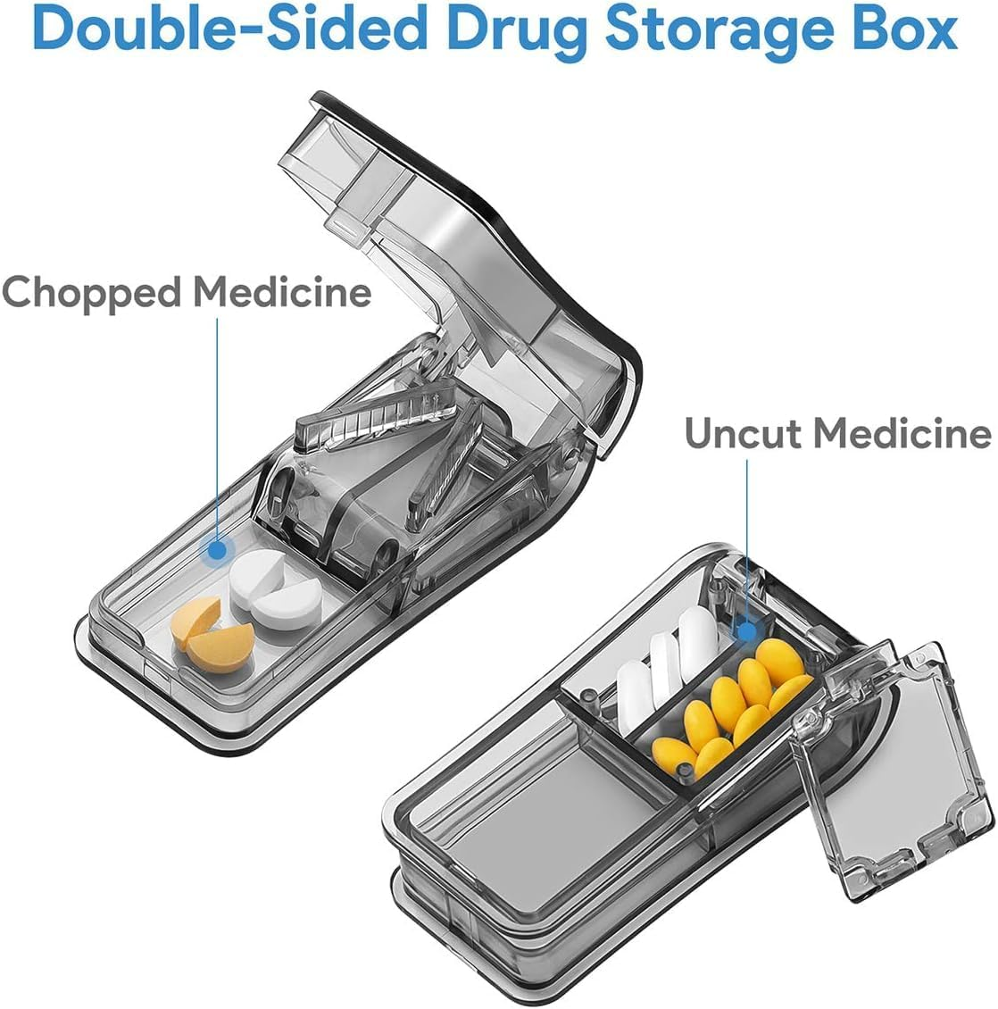 Pill Cutter for Small Pills,Tablet Splitter with Blade Guard, Safety Medicine Slicer,Medication Vitamin Divider Cutting Drugs Cleanly (Grey 2 Pcs) image number 1