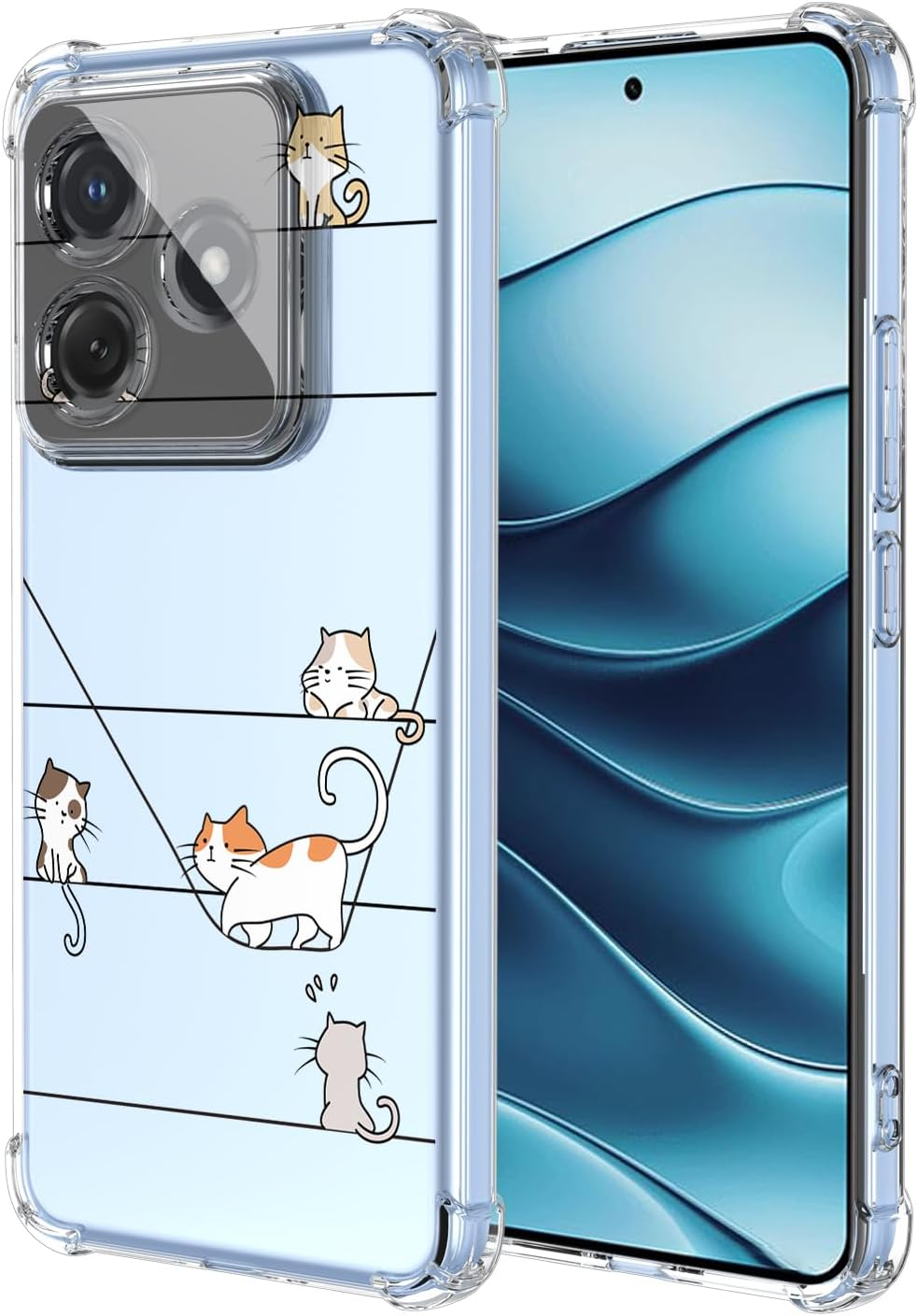 XINYEXIN Clear Case for Xiaomi Redmi Note 14 Pro plus 5G 14 Pro+ 5G Cute Cat Pattern Design Slim Shockproof Transparent Soft TPU Bumper Case Protective Cover - Kitten image number 3