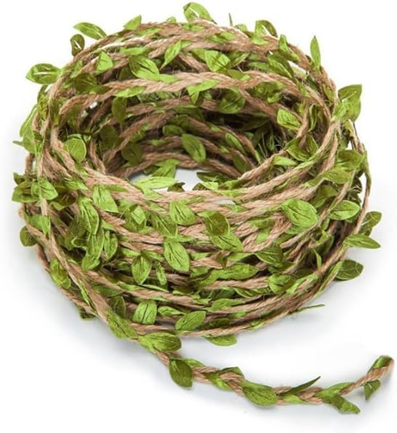 Green Leaves Jute Twine String - Natural Jute Twine Leaf Rope 5M Wedding Party Favor Home Garden Decoration image number 3