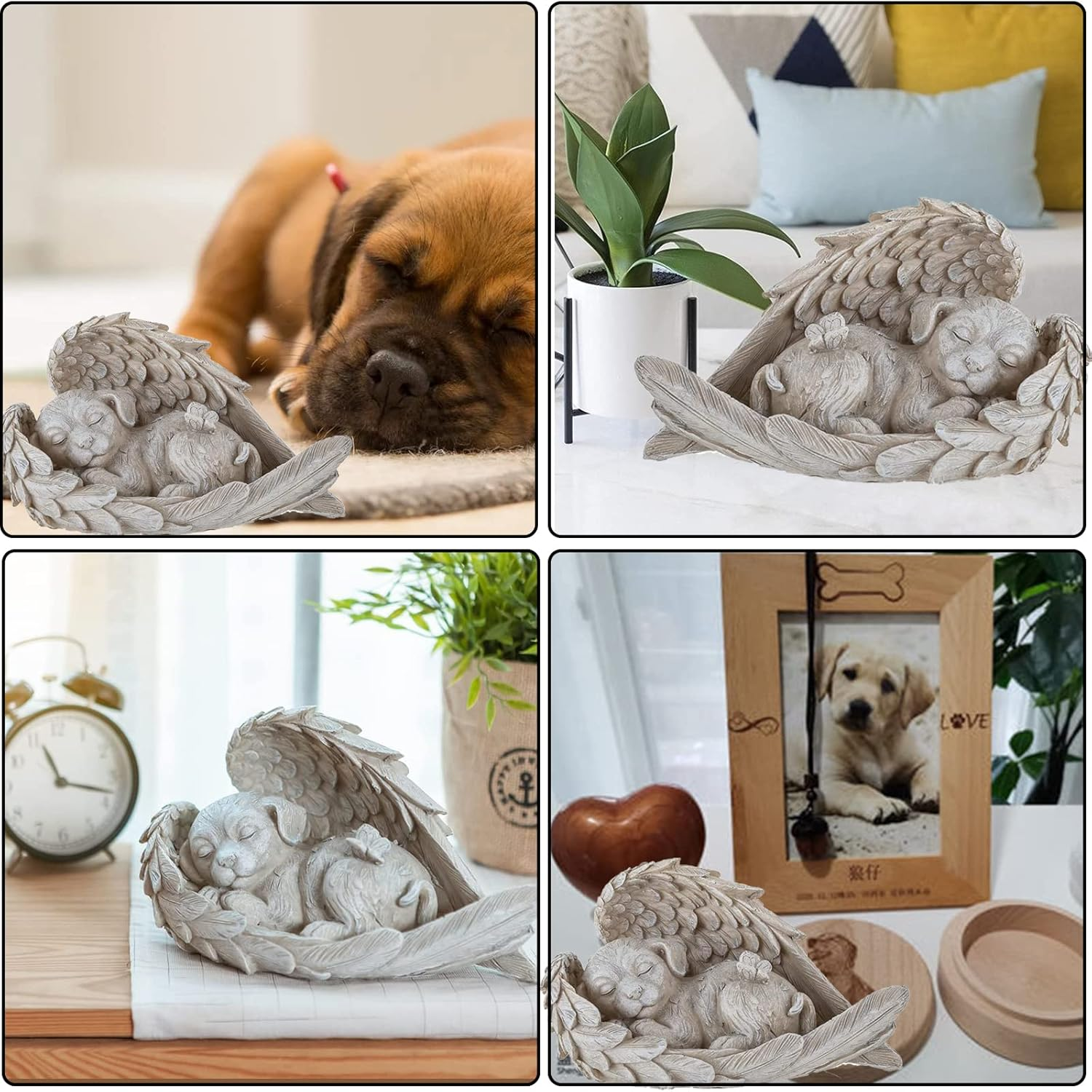 AOTOPYU Cat Dog Angel Pet Memorial Grave Marker Tribute Statue, Decorative Pet Memorial Animal Garden Statue, Polyresin, Memorial Stone Cat/Dog, Dog Angel Memorial Statue (Angel Dog) image number 1