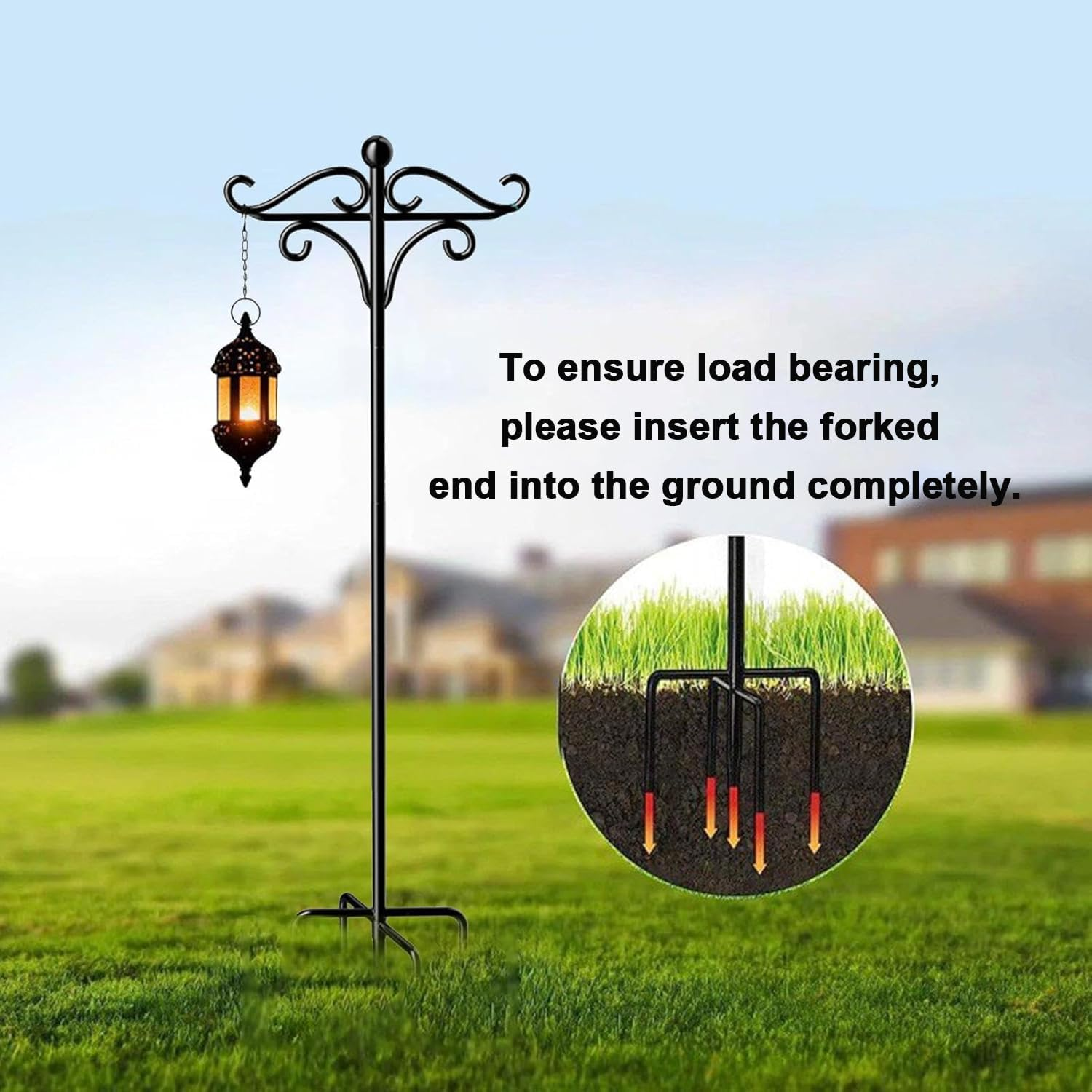 2PCS Shepherd Hooks Outdoor, 92 Inch with 5 Prong Base, Heavy-Duty Bird Feeder Pole Stand for Hanging Plant, Flower Pots, Lanterns, Wind Chime, Weddings Decor image number 5