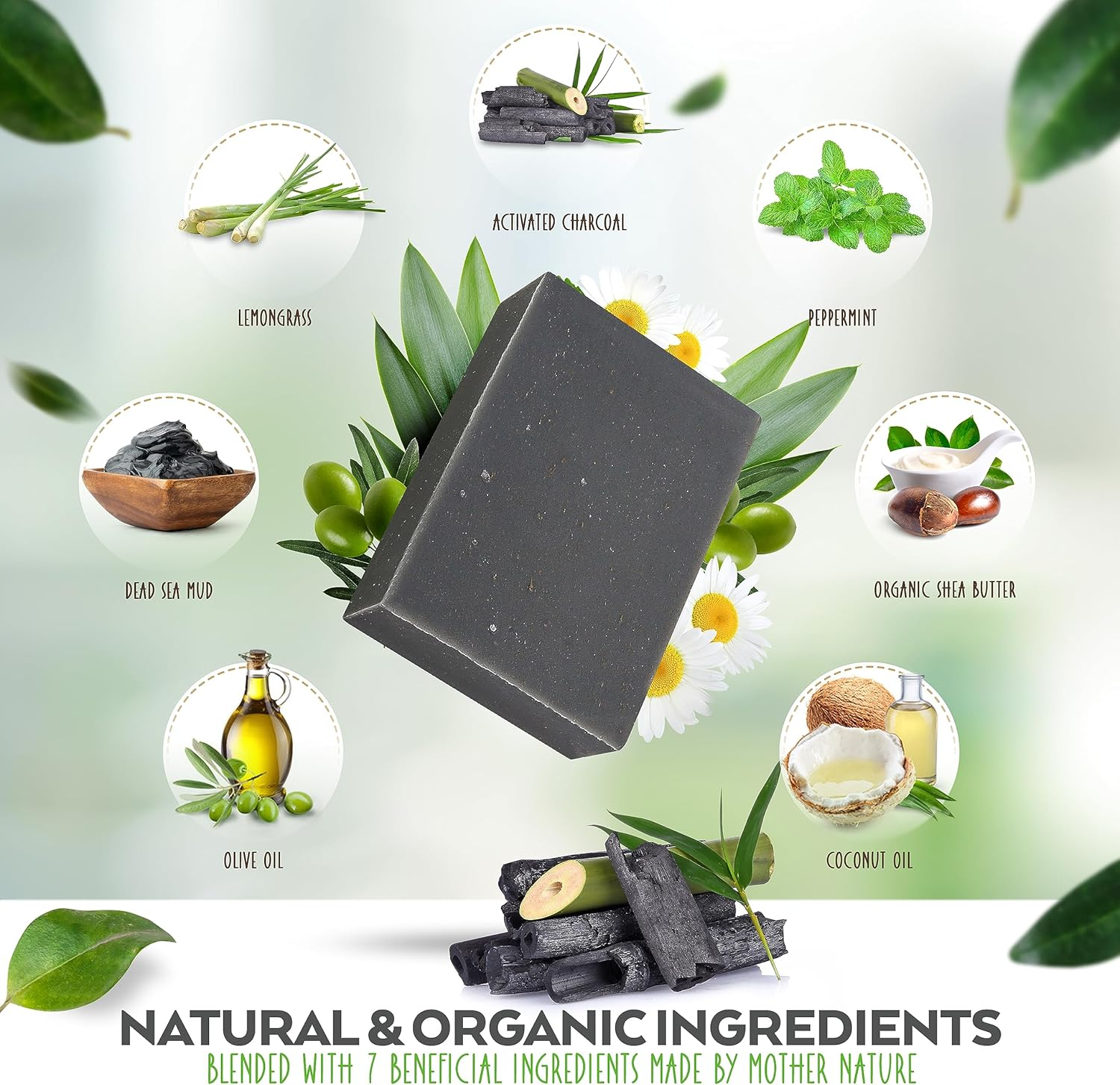 Dead Sea Mud Soap Bar 100% Organic & Natural. with Activated Charcoal & Therapeutic Grade Essential Oils. Face Soap or Body Soap. for Men, Women & Teens. Chemical Free. 4.5Oz Bar image number 6