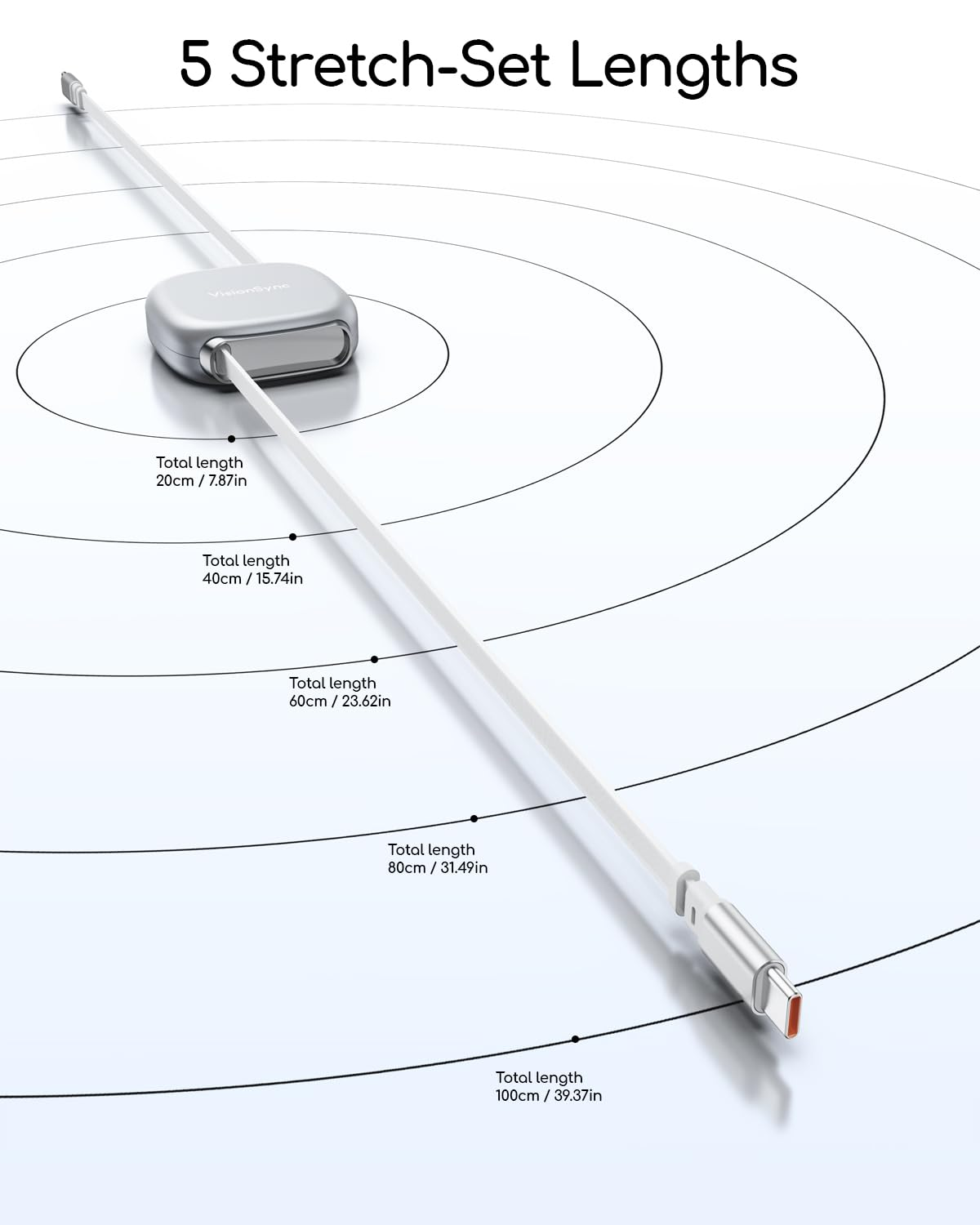 Visionsync 240W USB C to USB C Cable,Pd3.1 Retractable USB C Cable with Magnetic Slot for Travel,Car,5 Preset Length,Fast Charging for Iphone 17/16/15,Ipad,Macbook,Galaxy S25/24,(1M,2Pack,Grey) image number 5