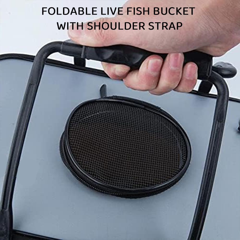 RUTREZOGO Portable Foldable Fishing Bucket. &ndash; Multi-Functional Live Fish Container & Bait Bucket, Outdoor Camping EVA Fishing Bag for Fish Transportation and Storage (Grey) image number 3