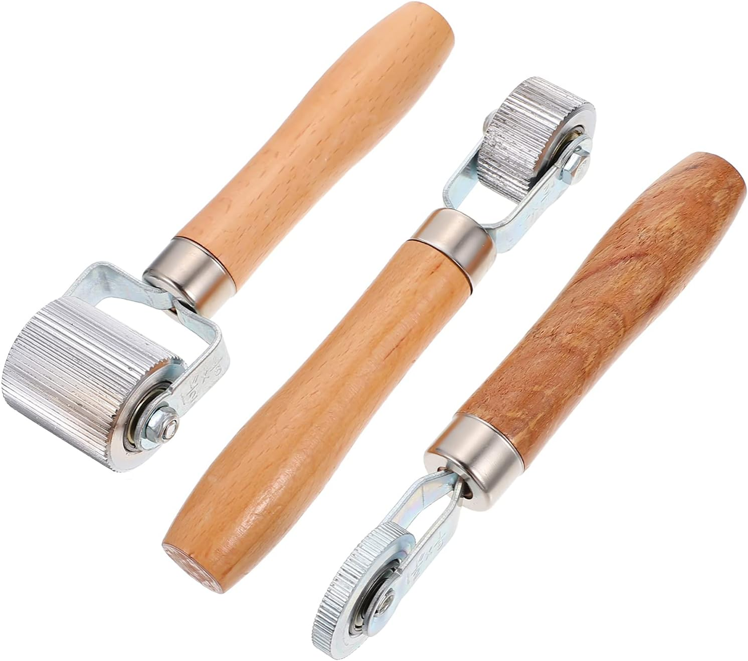 GARVALON 3Pcs Wood Handle Tire Repair Kit Rollers Pressing Wheel Automotive Tools Equipment image number 4