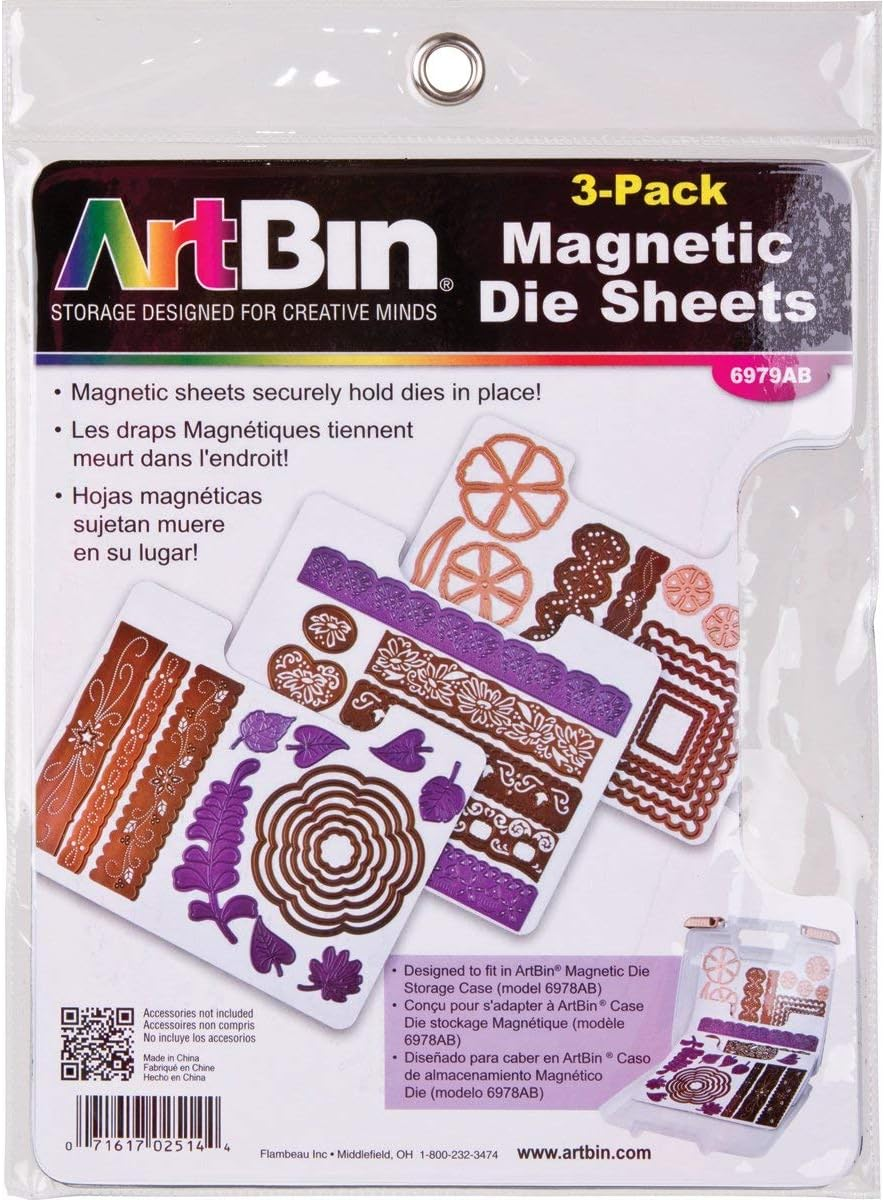 Artbin 6979AB Magnetic Die Sheet Set 3-Pack, Die Organizers, Magnetic Organizer Sheets, [3] Sheets, White image number 1