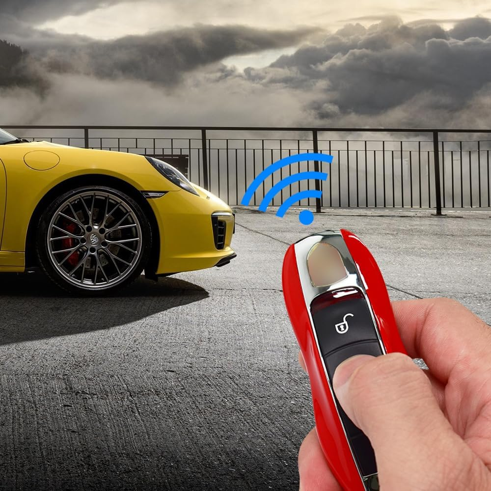 Ontto Key Fob Cover Fit for Porsche Key Shell Replacement Fit for Cayenne 92A Panamera 970 Cayman 981 Carrera 911 991 918 Spyder Macan Key Case Holder Plastic Key Chain Keyring Accessories Black - Black image number 6