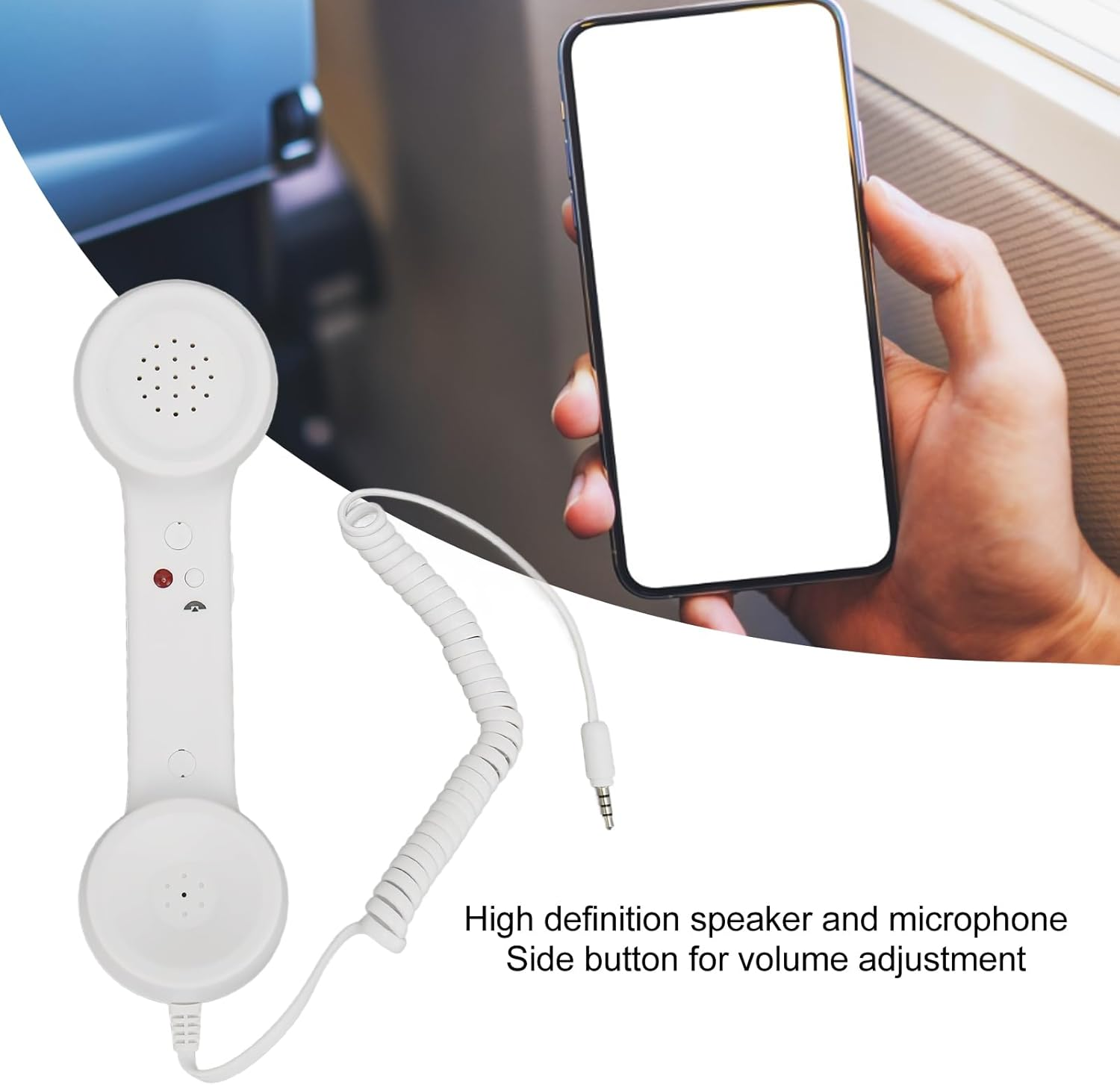 Telephone Handset for Cellphone, Retro 3.5Mm Telephone Handset Radiation Proof Wired Cell Phone Receiver for Smartphone Computer (White) - Orange image number 4