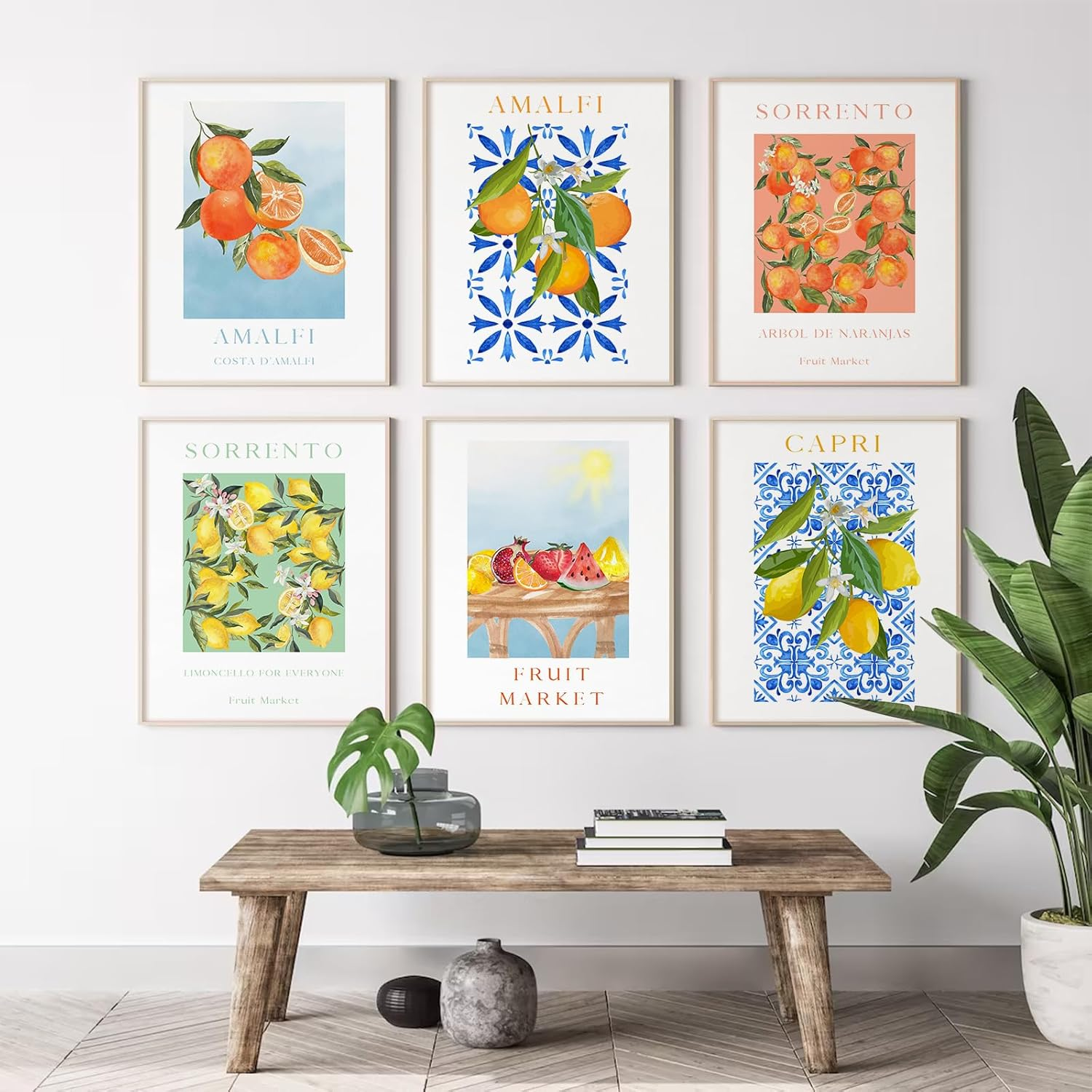 Fruit Wall Art Kitchen Artwork Wall Decor Fruit Prints Colorful Lemon Canvas Wall Art Vintage Pictures Fruit Market Poster Lemon Orange Prints Set of 6 for Room Bedroom 8X10 Inch Unframed