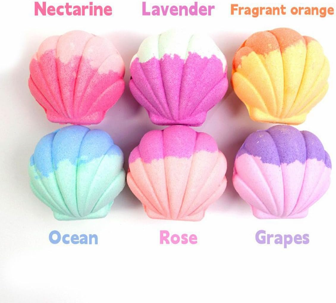 Mermaid Bath Bomb Kid, 6Pcs Shell Mermaid Bath Bomb for Girl with Surprise Inside, Bath Bombs with Mermaid Sea Shells for Girls, Bath Bomb Rich in Essential Oil, Organic Safe Bath Bomb Set (Sea Shell) image number 3