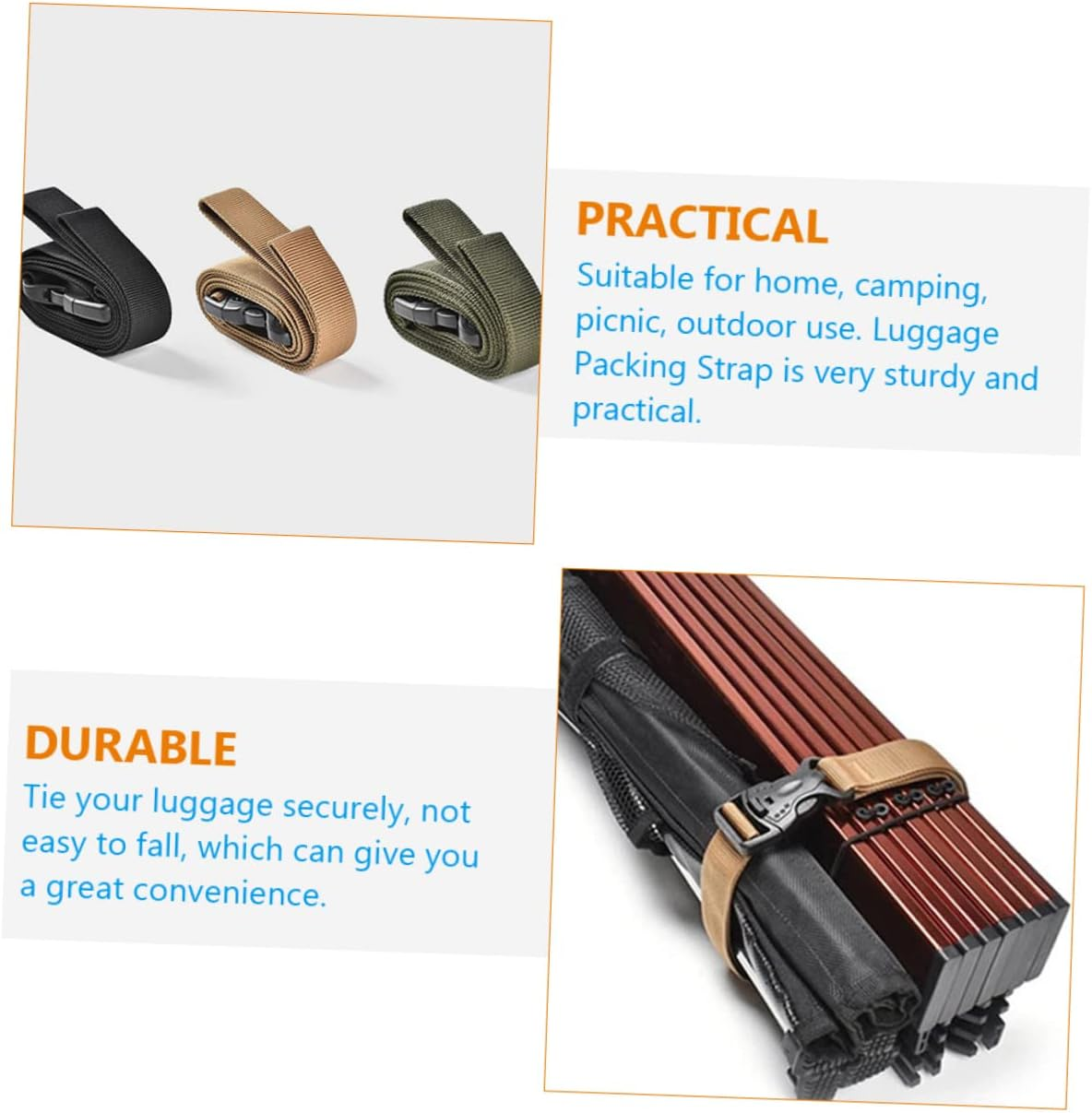 Zerodeko 3Pcs Canopy Straps Outdoor Luggage Straps Wear-Resistant Luggage Bands Bundling Belt for Camping Mat Garden Storage Box Outdoor image number 5