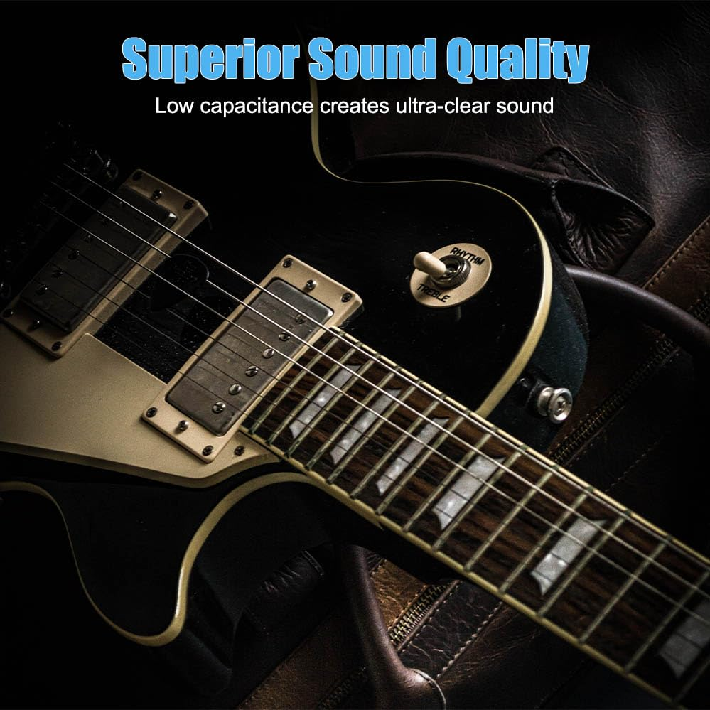 Guitar Cable, TEKERA Right Angle 1/4 Inch to 1/4 Inch TS Straight Male to Male 6.35Mm Mono Jack Cable 1.5M 3M 5M (3M) image number 2