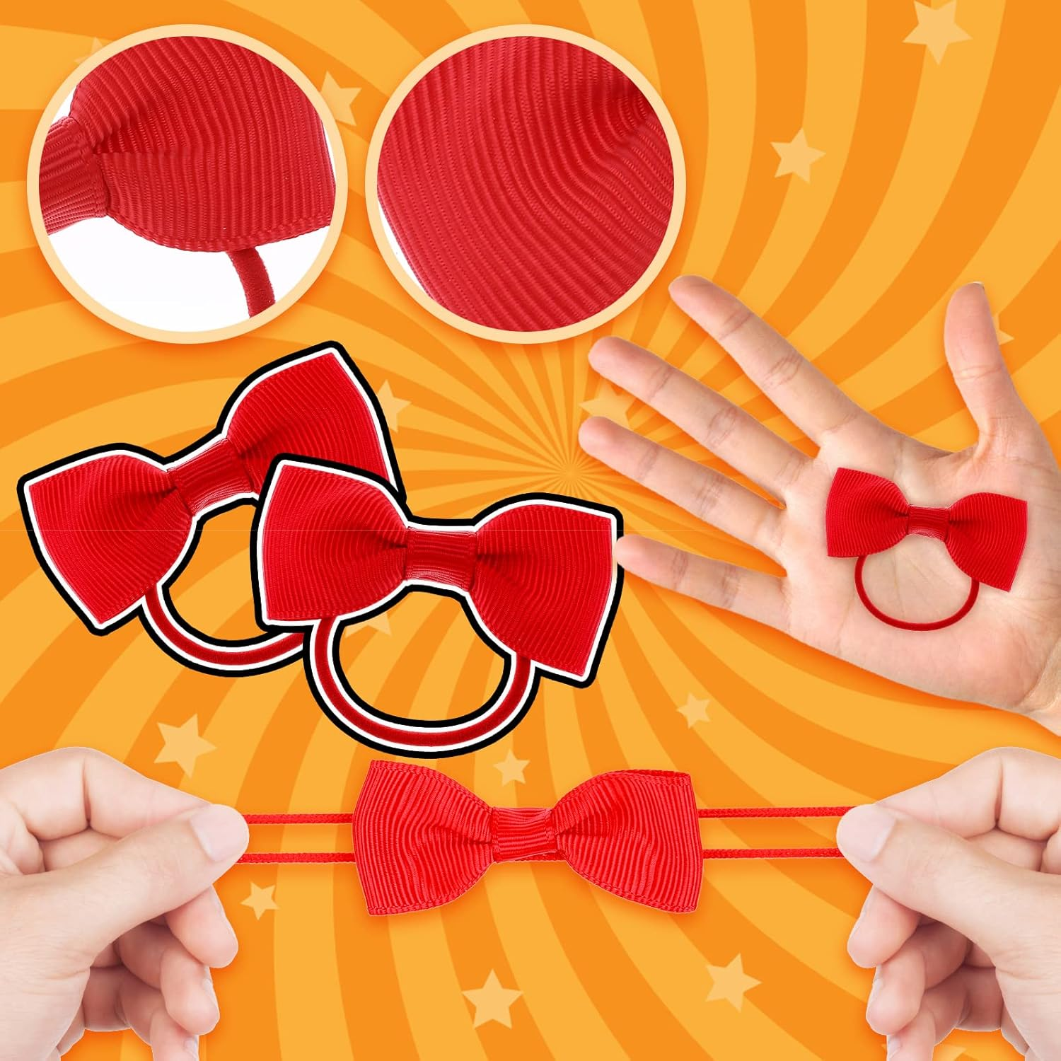 WLLHYF 10 Pieces Hair Ties Bows Rubber Bands Elastics Ponytail Holders Scrunchies Thin Ribbon Cheer Cheerleading Head Styling Accessories for Small Kids Baby Toddlers Girls image number 2