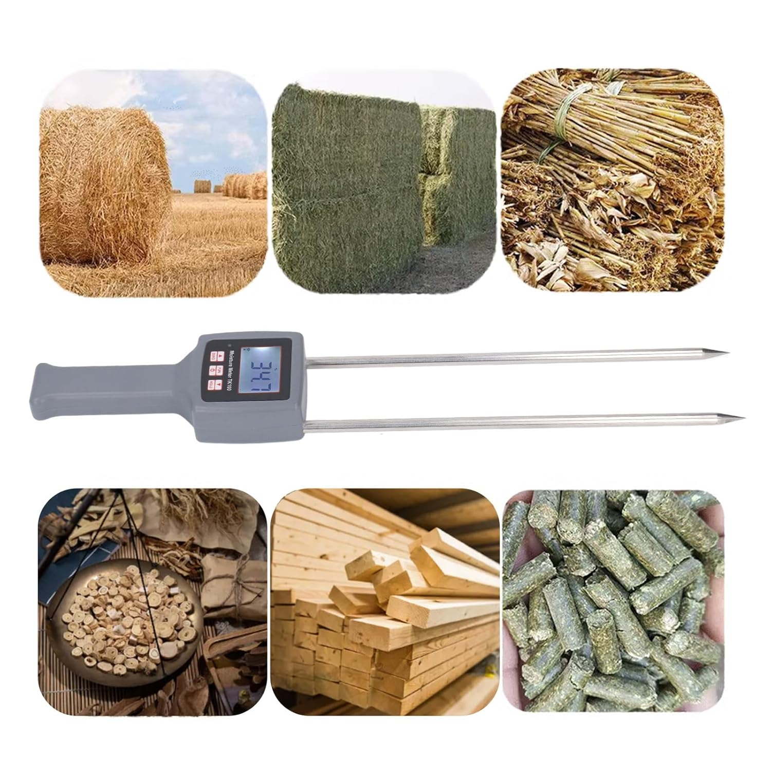 Humidity Tester Efficient Management, Accurate Readings, Clear LCD Display, Easy to Use, Battery Alert System, ABS Stainless Steel, 18 X 2.95 X 1.3In, for Wood Fiber, Cereal image number 1
