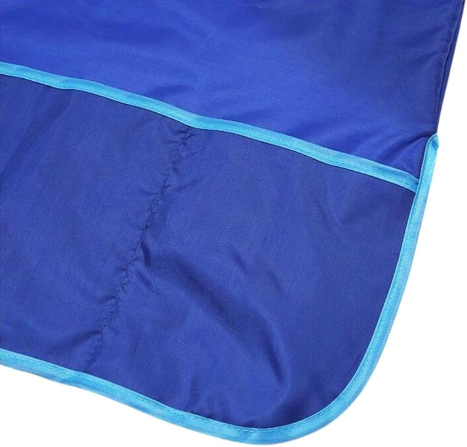 Waterproof Art Smock, Children Painting Smock, Kids Art Apron Long Sleeve for Toddler with 3 Roomy Pockets for Cooking, Baking, Pink - Blue image number 4