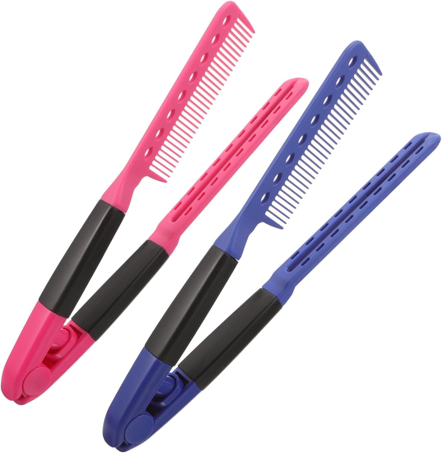 V-Shaped Straight Comb, 2Pcs Flat Salon Hair Brush Styling Comb, DIY Straightening Iron, Color A