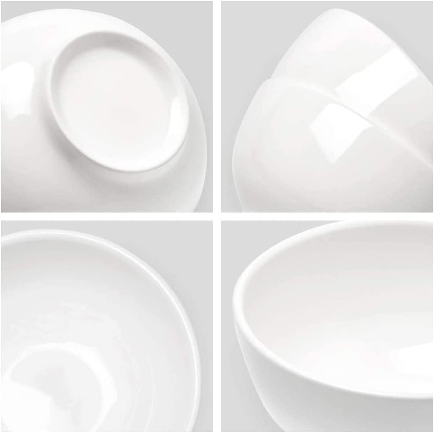 HUIRUMM Cereal Bowl, Set of 8 round Dish Bowls,780Ml Soup Bowl for Cereal/Soup/Rice/Desserts/Ice Cream/Breakfasts, Dishwasher & Microwave Safe, Series Regular- White image number 2