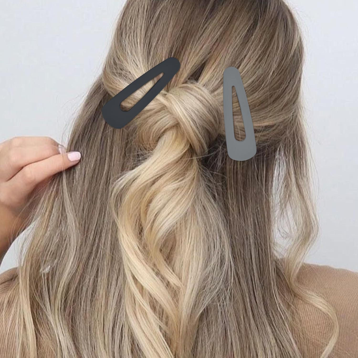 4Pcs Large Snap Hair Clips Acrylic Metal Snap 9Cm Hair Barrettes Matte Snap Clips Hair Pins Large Barrettes Hair Accessories for Girls Women Hair Accessories (Black&Grey) image number 2