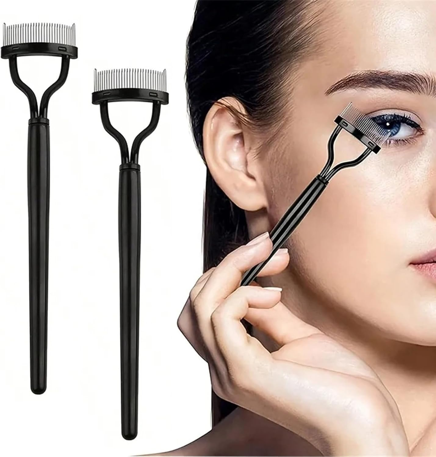 ZUJIACUN Eyelash Comb Lash Separator - Metal Teeth Mascara Brush for Clump-Free Lashes, Portable Design with Protective Cover, Professional & Home Use for Women'S Eye Makeup Tools image number 1