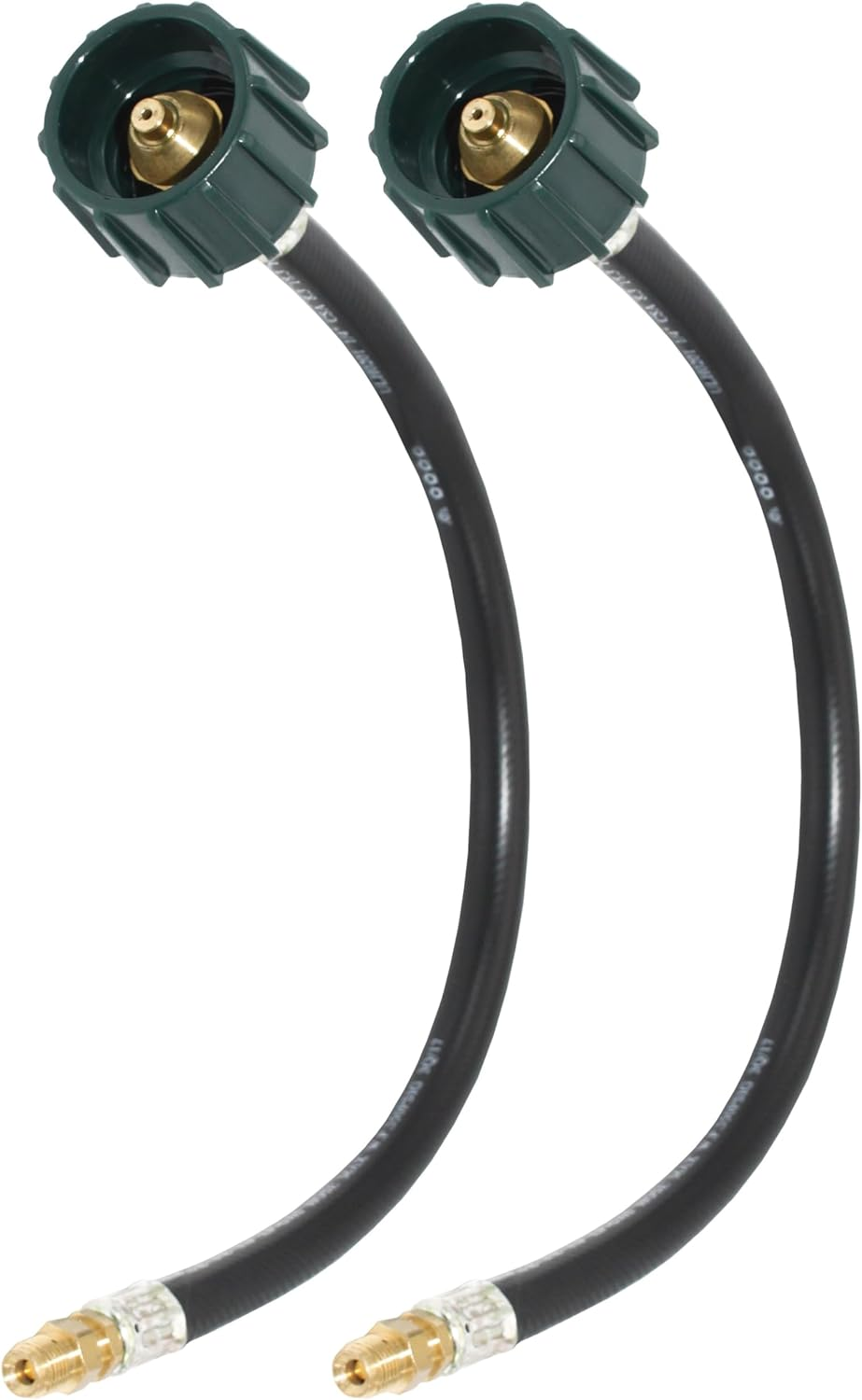 Flame King E15INPT-X2 Pigtail Hose Connectors for RV, Van or Trailer, Propane Tank 2-Stage Auto Changeover Regulators, 15 Inches (2-Pack), Black/Green image number 3