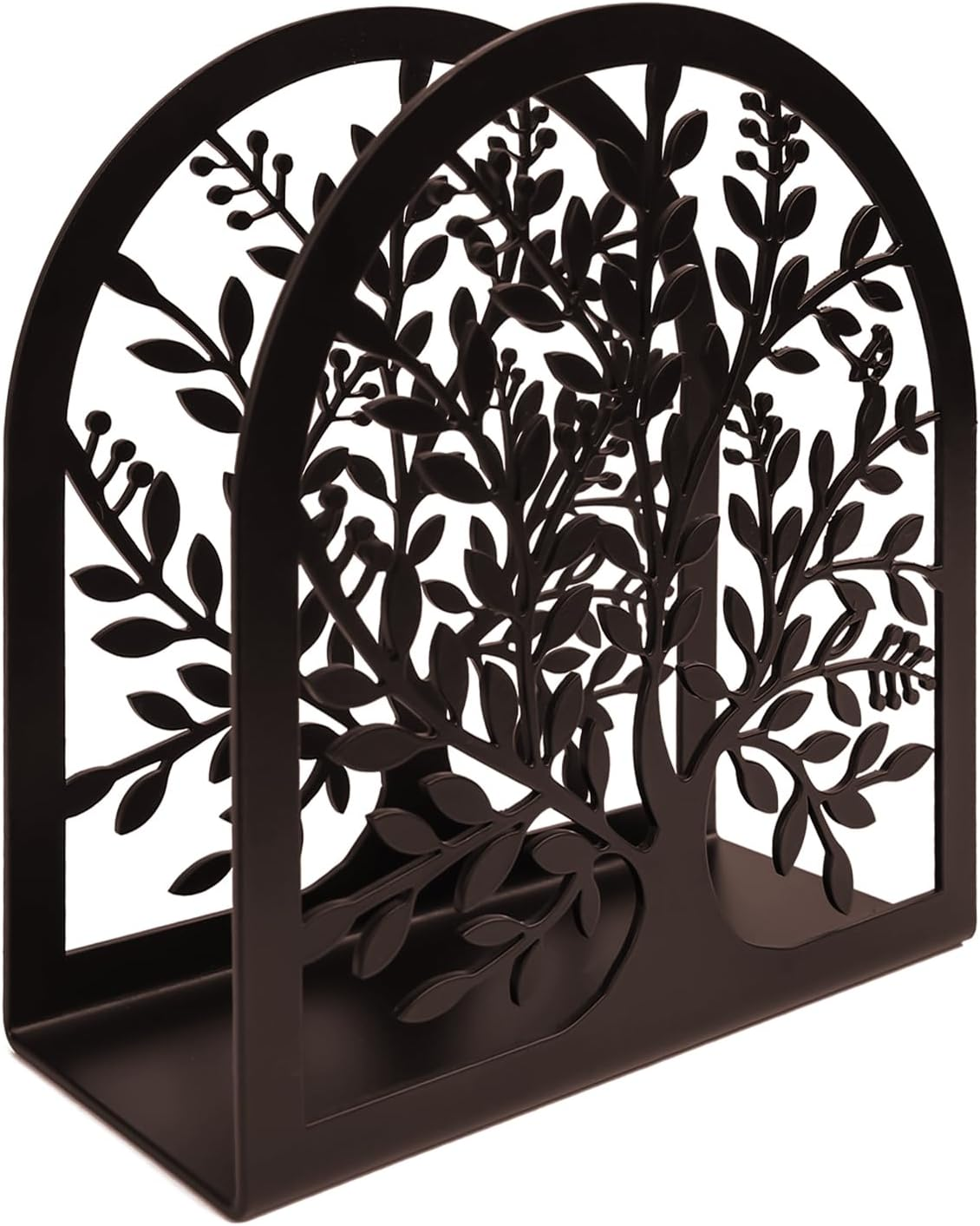 Fobule Napkin Holder for Tables, Vintage Metal Freestanding Tissue Dispenser, Black Cast Iron Vertical Tabletop Paper Napkin Holder Stand for Dinner Home Kitchen Restaurant Picnic Party (Tree of Life)